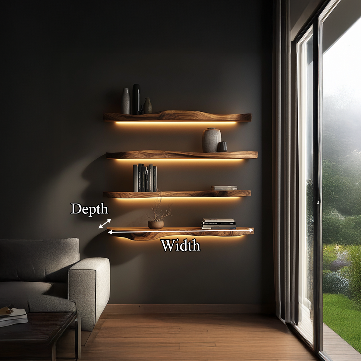 Mid Century Floating Wall Shelf For Modern Bedroom Decor SINLSAFL194