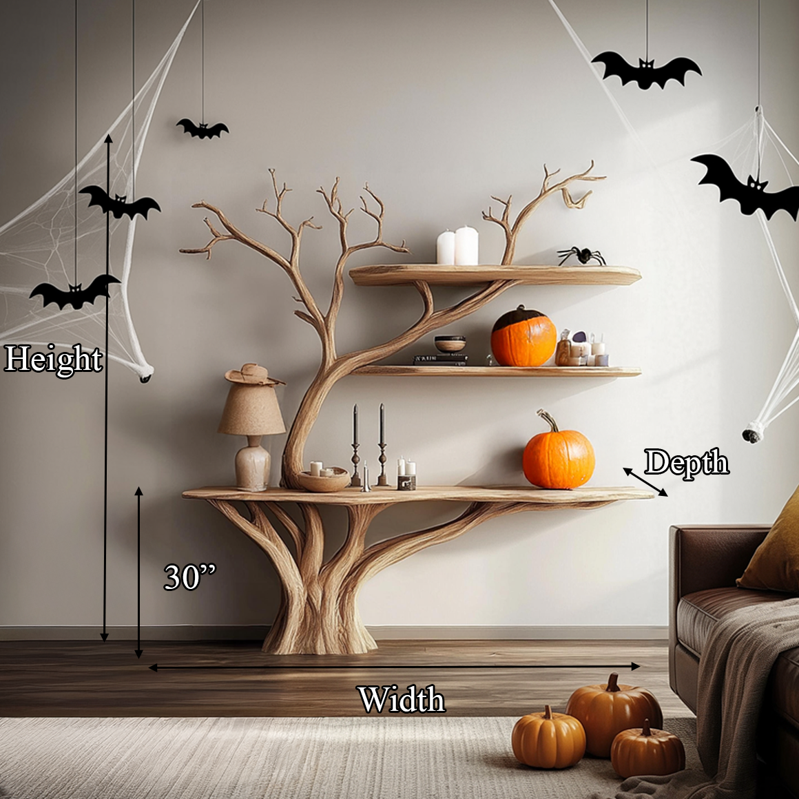 Rustic Halloween Tree Console Table Living Room Decor SINLSAHW020