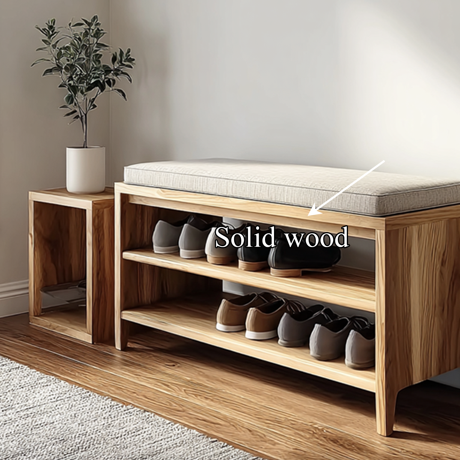 Midcentury Shoe Rack Bench Entryway Storage SINLSASB037