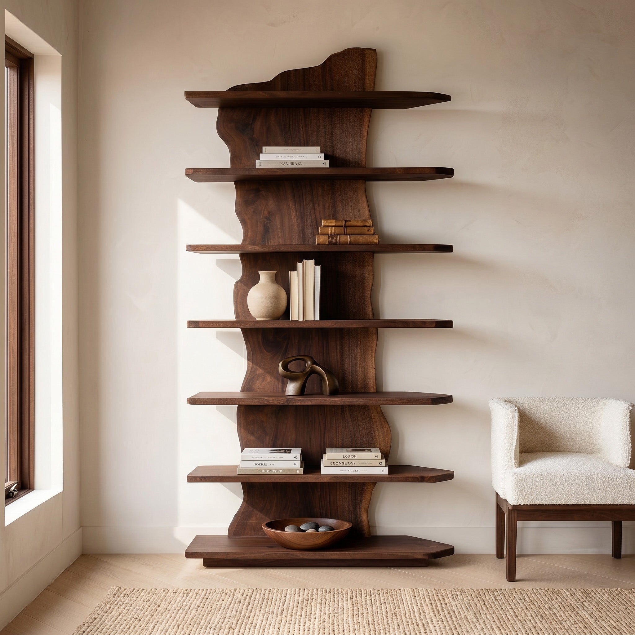 Organic Natural Wooden Standing Shelf For Reading Nook RTTHHNSS020