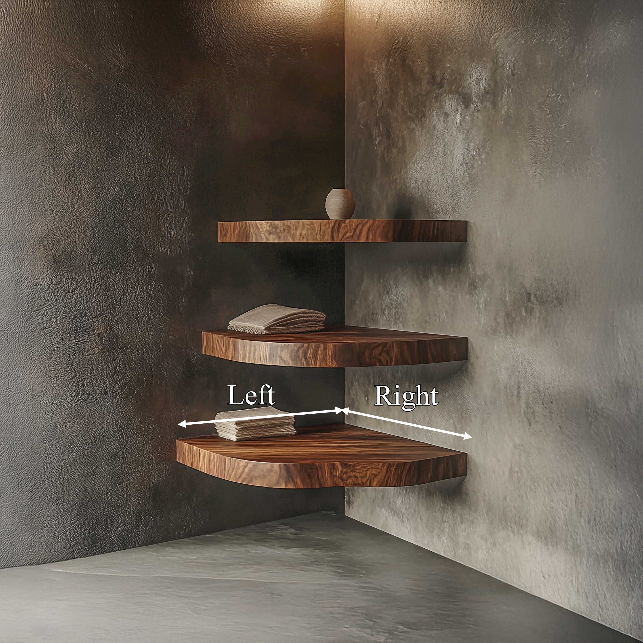 Rustic Nature Inspired Corner Display Shelves Solid Wood Living Room Interior Wall Feature SINLSAFL419