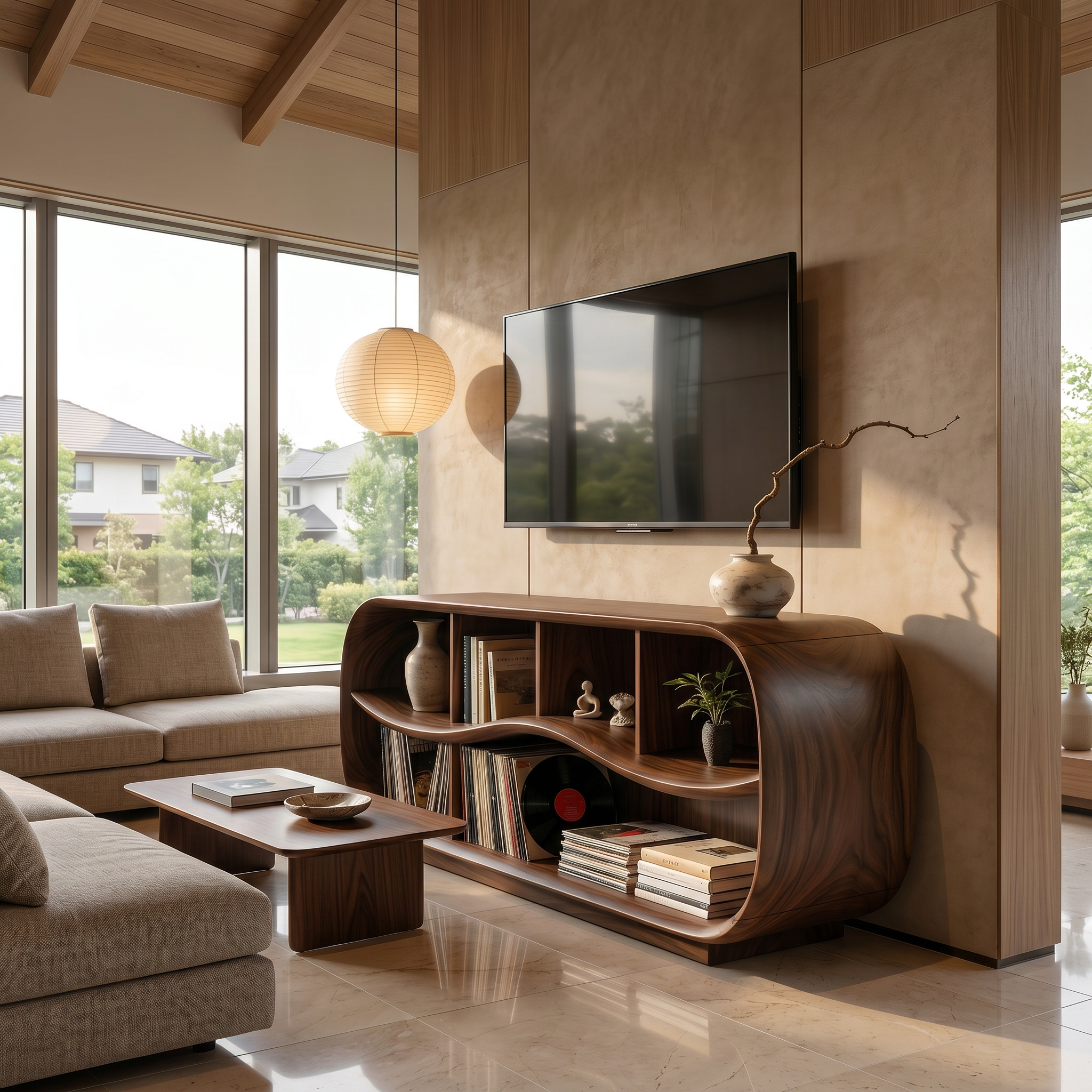 Contemporary Rounded TV Console For Open Living Space SILDTTNTVC154