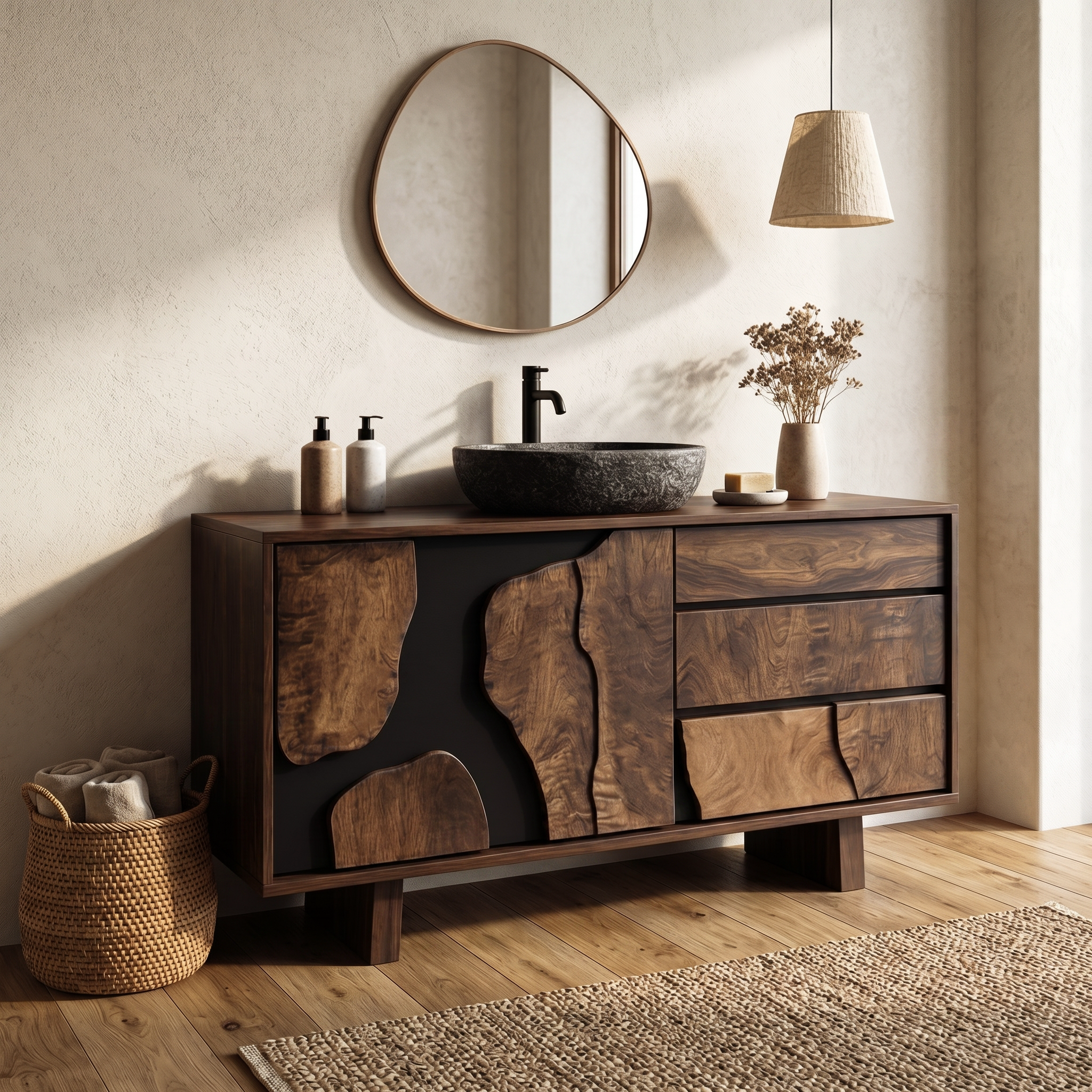 Contemporary Bathroom Cabinet Solid Wood Simple Clean Line Design Bathroom And Vanity Area SINLHABCT019