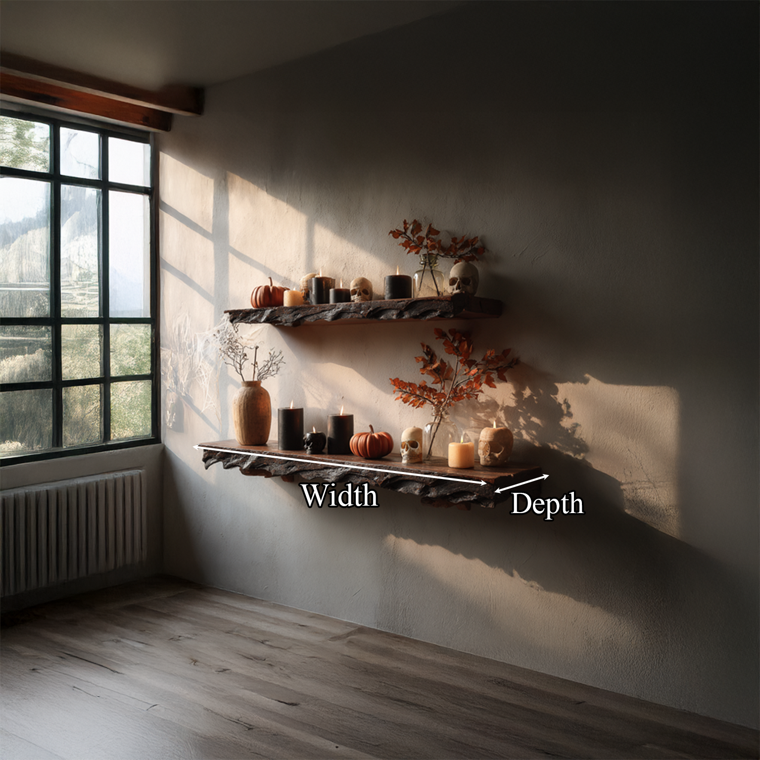 Rustic Floating Shelf Halloween Entryway Hallway SINLSAFL099