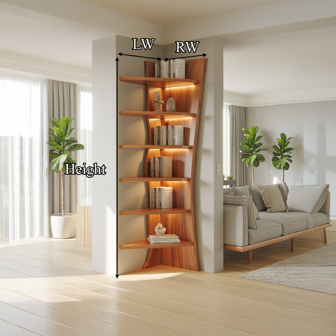 Rustic Corner Bookshelf Decor Cozy Room SINLSASC291