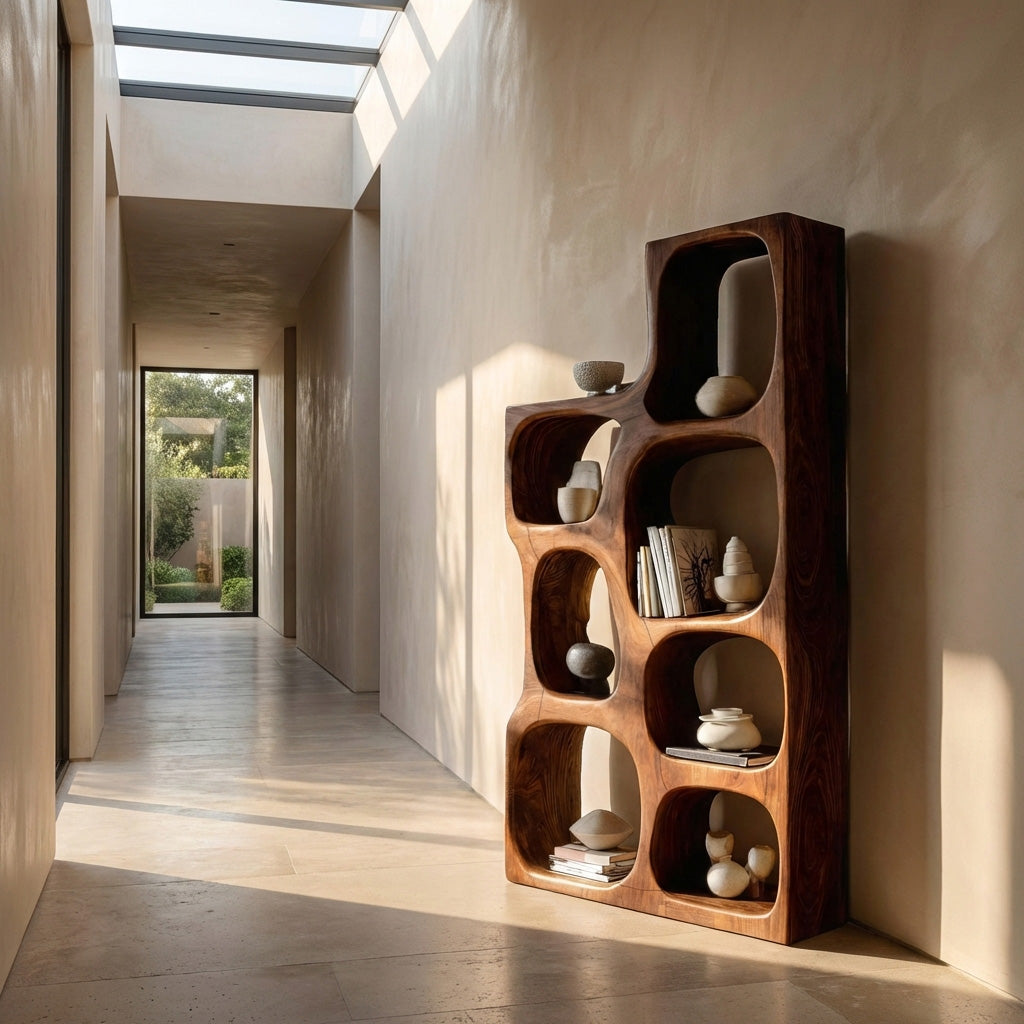 Organic Sculptural Wooden Bookshelf For Modern Living Room RTTHHNBS133