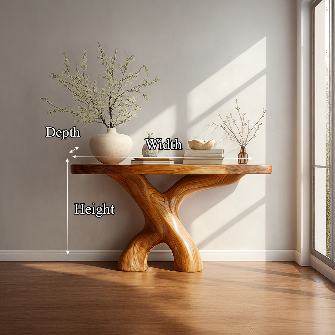 Mid Century Organic Console Table Hallway Or Entryway SINLSACS025