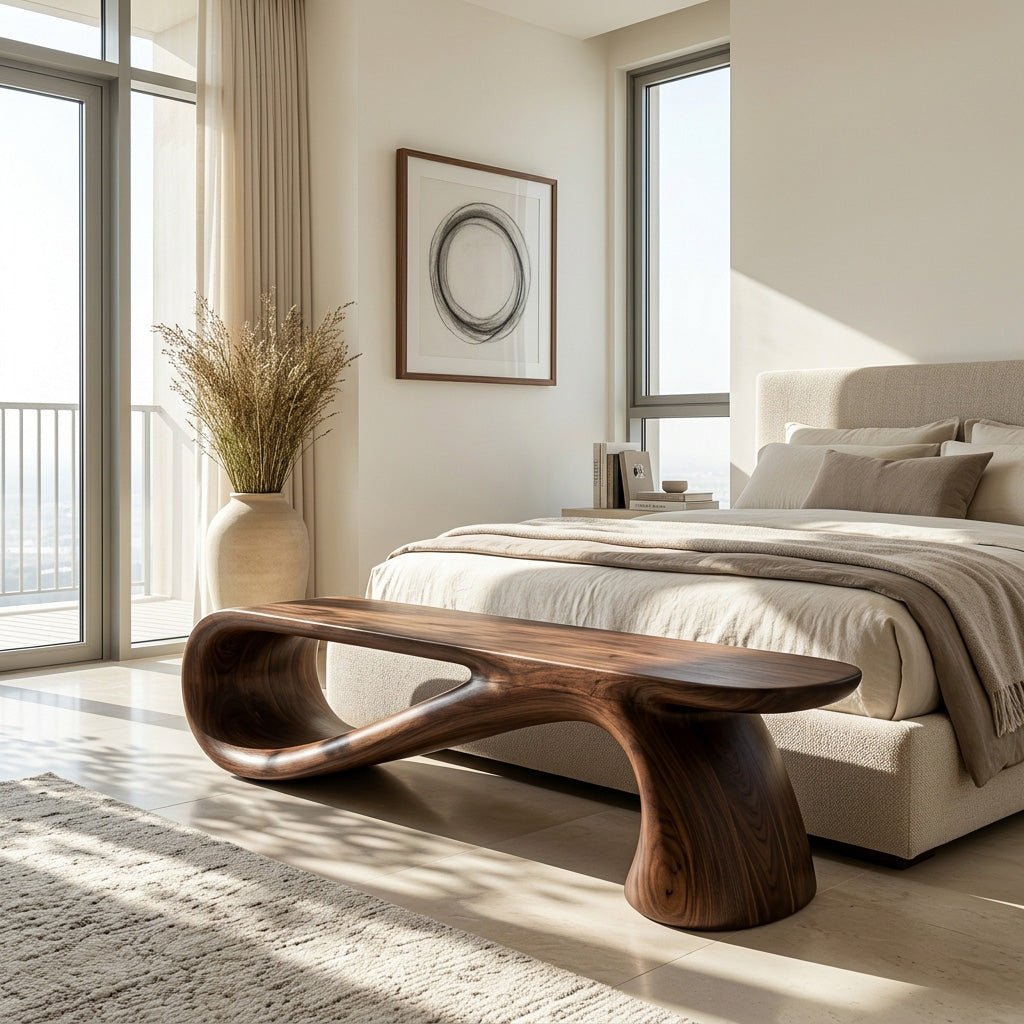 Minimalist Wooden Bench For Living Room Accent Decor RTTHHNCHR134