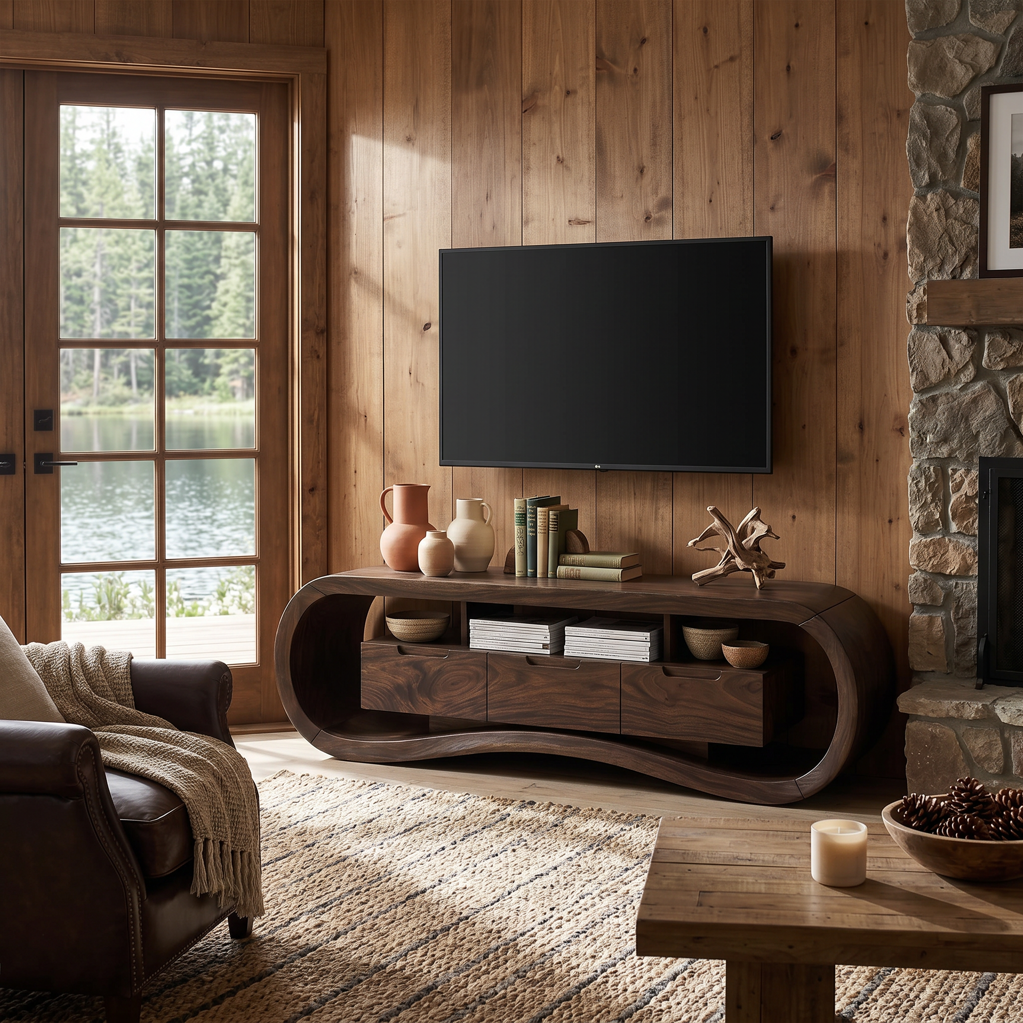 Modern Sculptural TV Stand For Luxury Minimalist Living Room SILDTTRTVC097