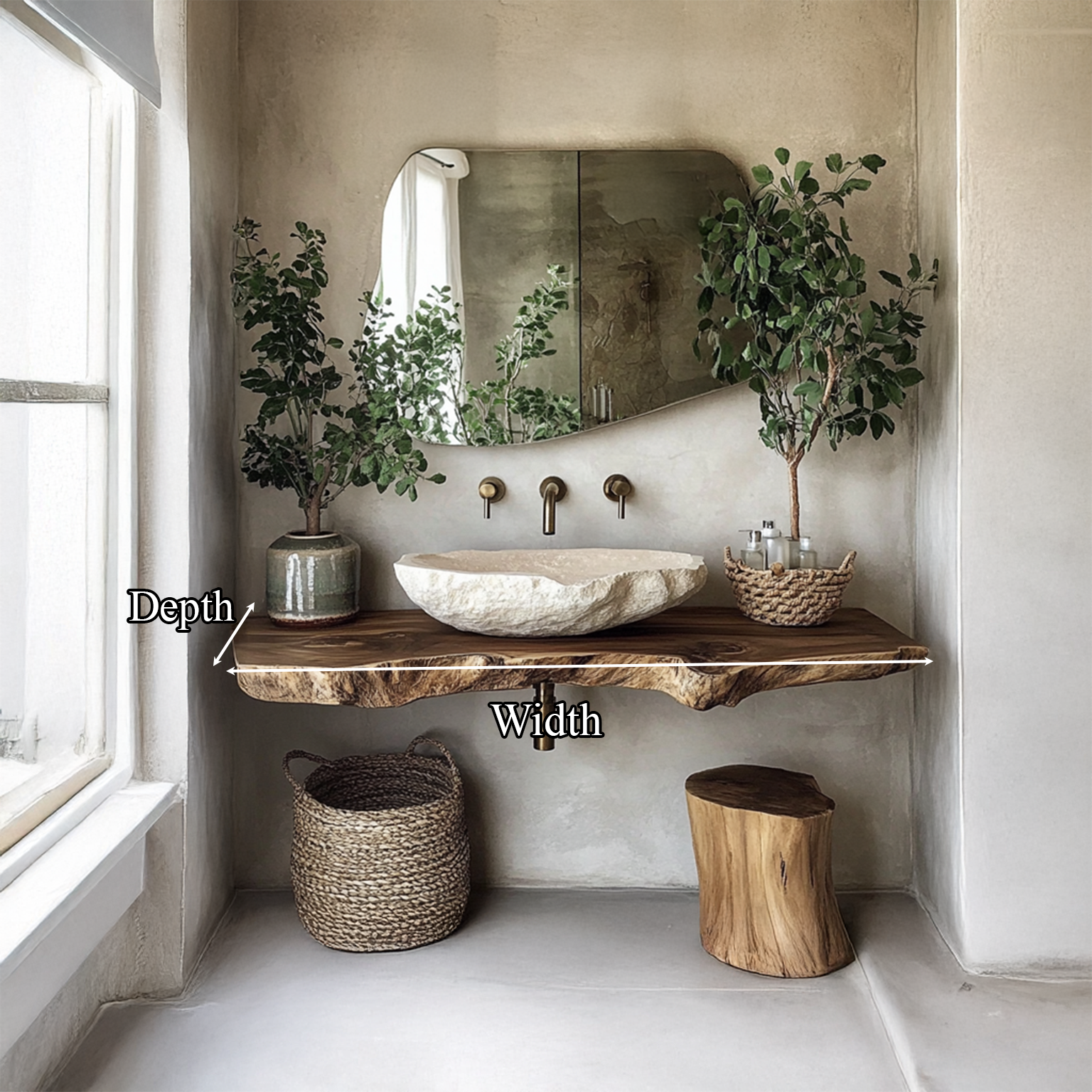 Midcentury Natural Wood Vanity Bathroom SINLSABRV076