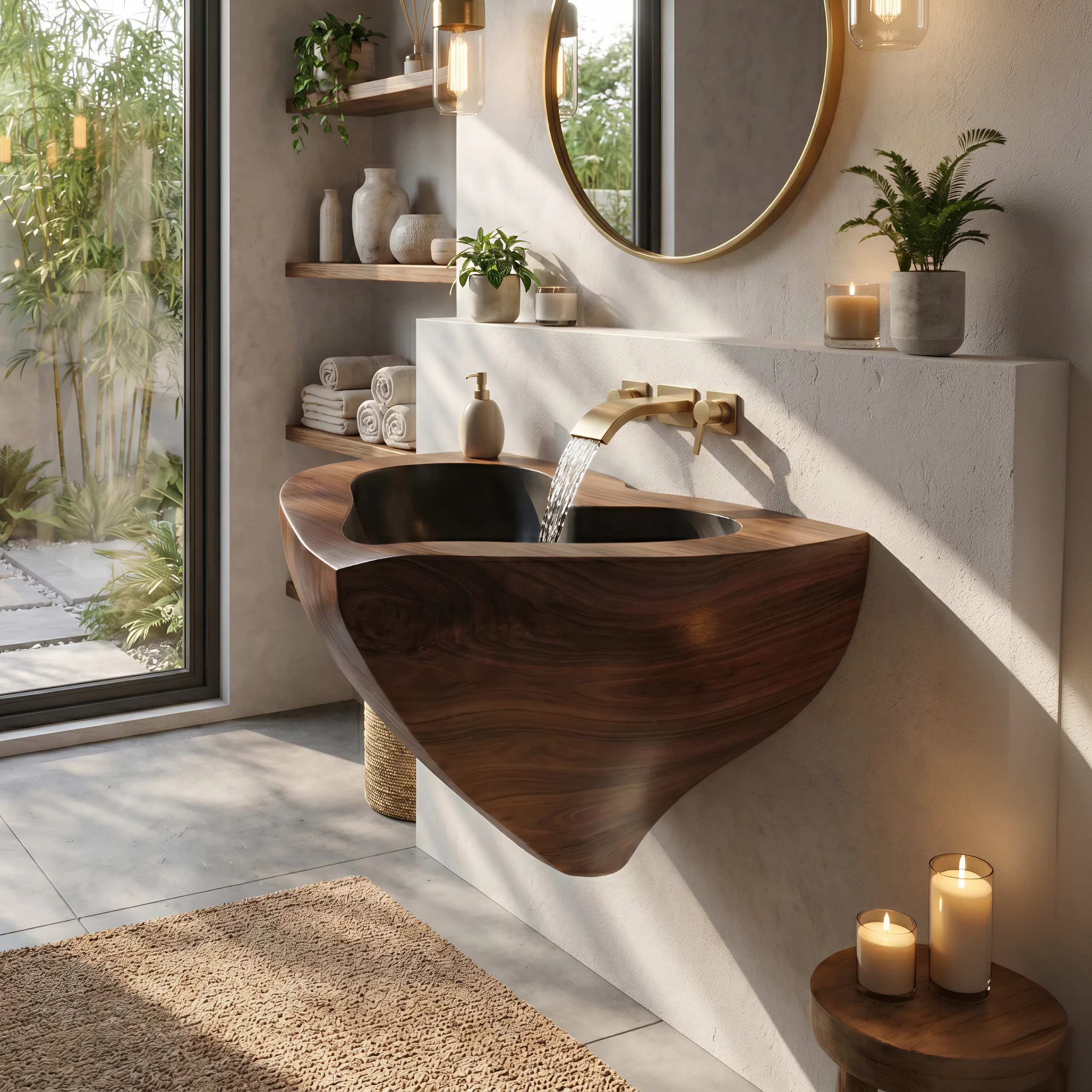 Mid Century Solid Wood Vanity Sink For Modern Bathroom Furniture Decor SILDTTNVS053