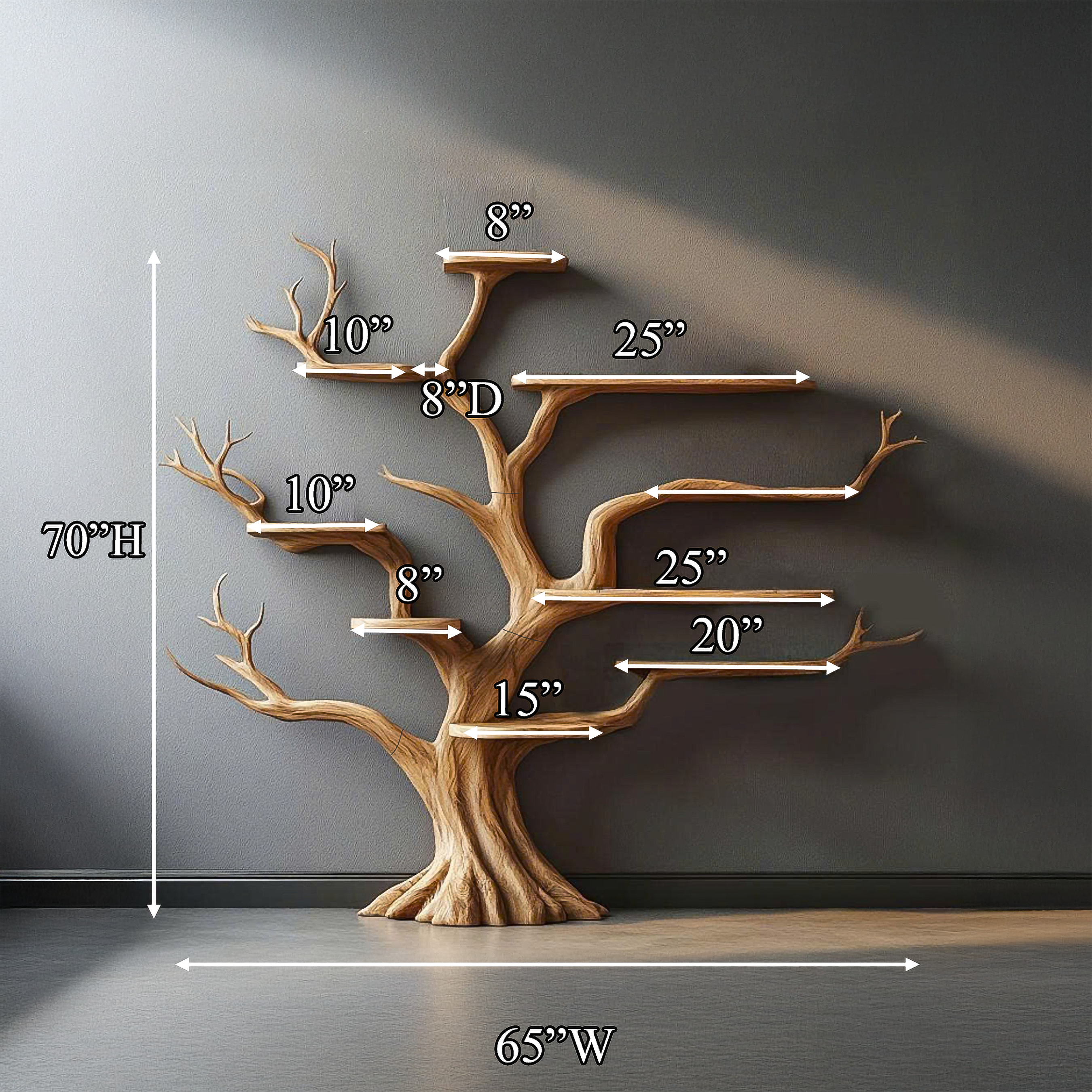 Rustic Organic Tree Shelf Christmas Edition Entryway SINLSATB559