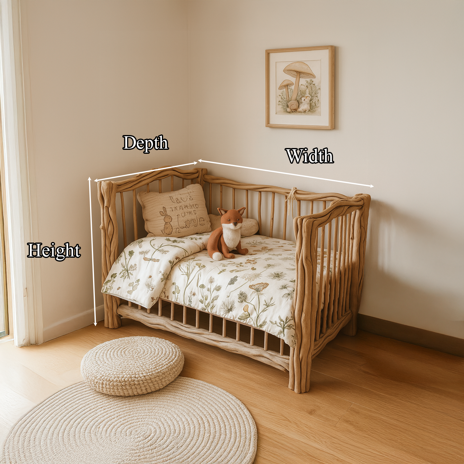 Rustic Kids Wood Bed Nursery Room SINLSAWB034