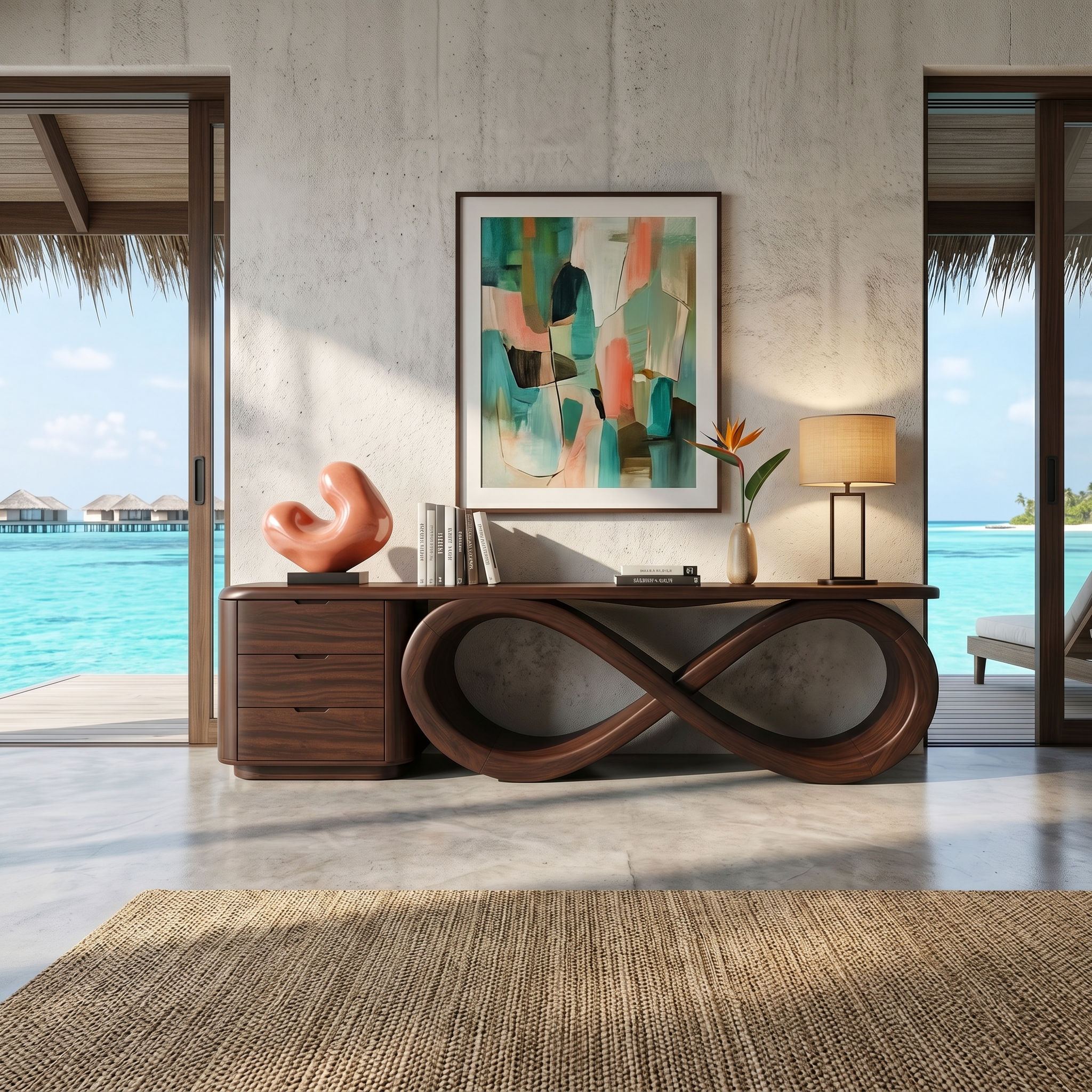 Modern Black Tree Console Table Luxury Residence SILDTTRCS095