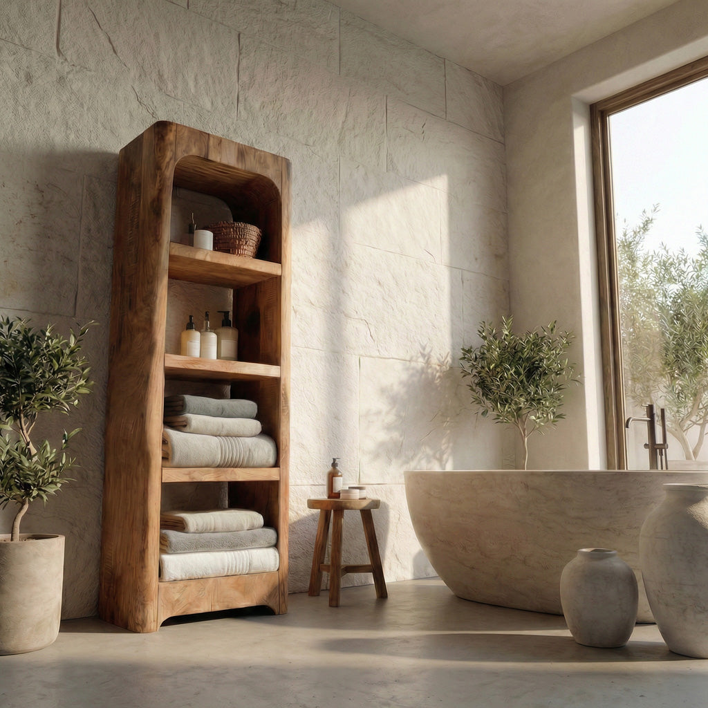 Handcrafted Wooden Bathroom Shelf With Four Tiers For Bathroom RTTHHNBRC022