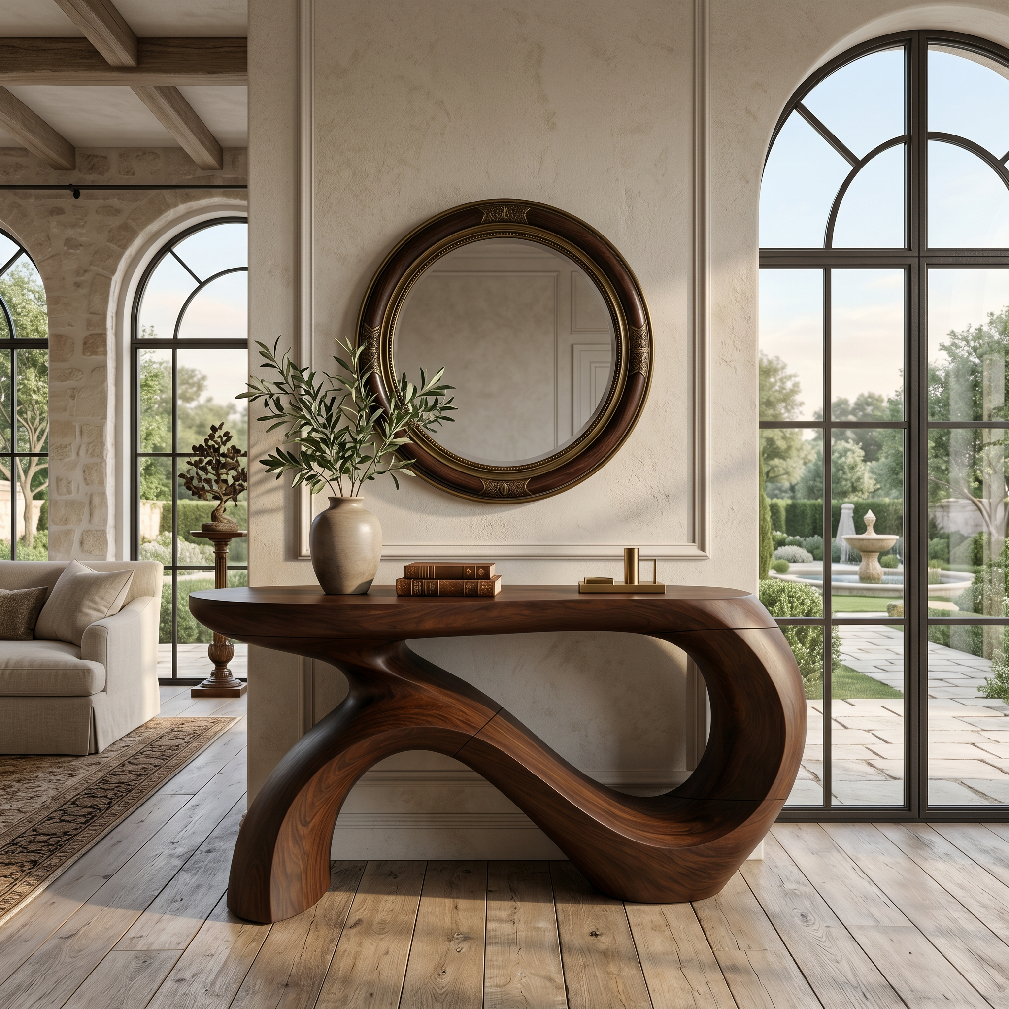Modern Curved Console Table For Entryway Interior Space SILDTTNCS106