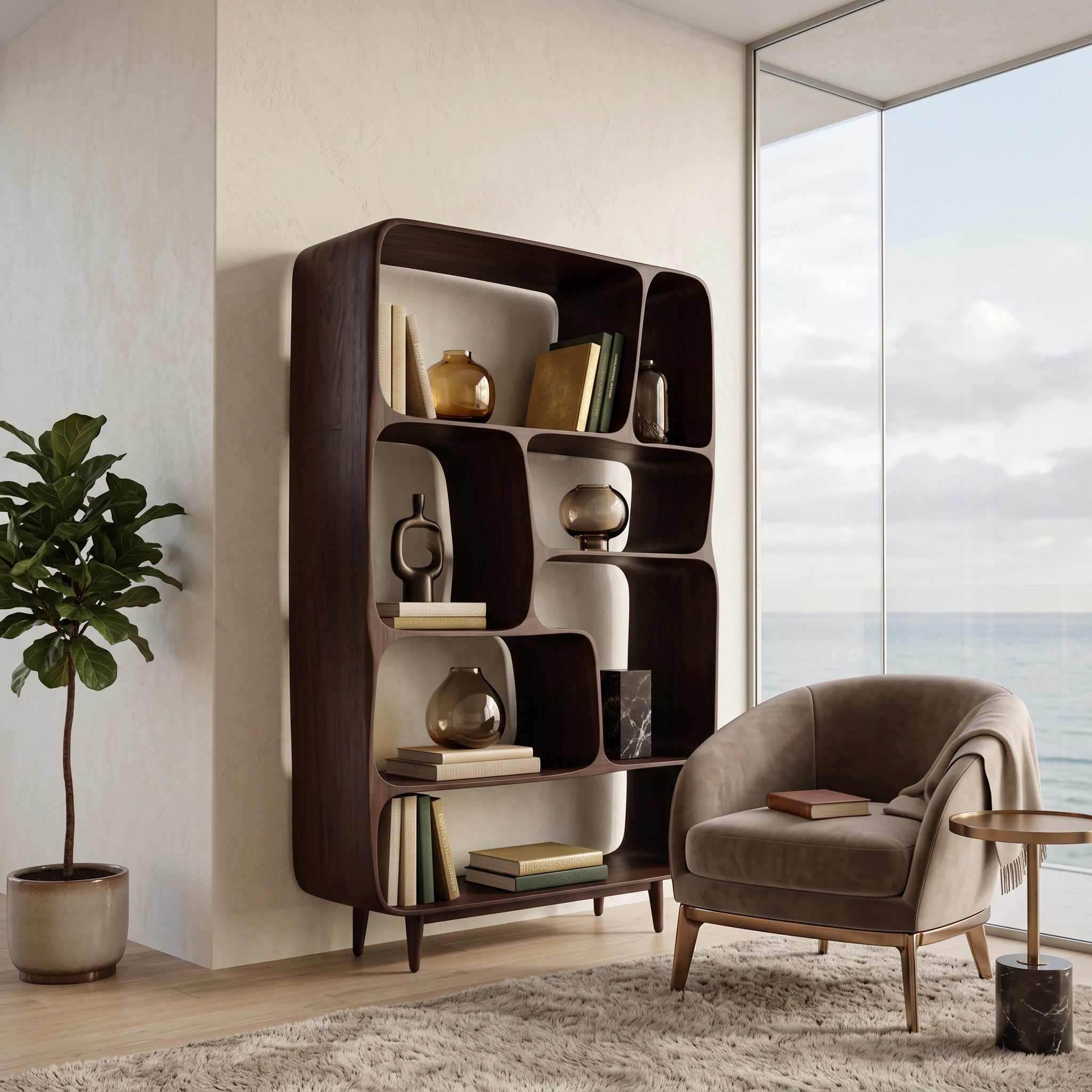 Mid Century Wood Bookshelf For Home Interiors RTTHHNBS135