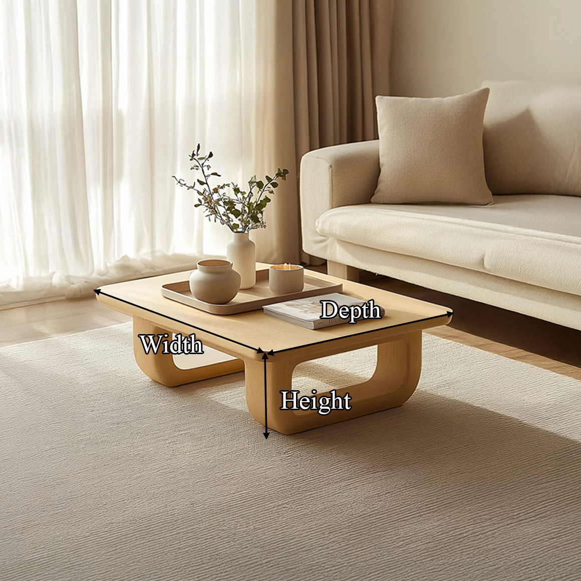 Mid Century Square Coffee Table Living Room SINLSACF149