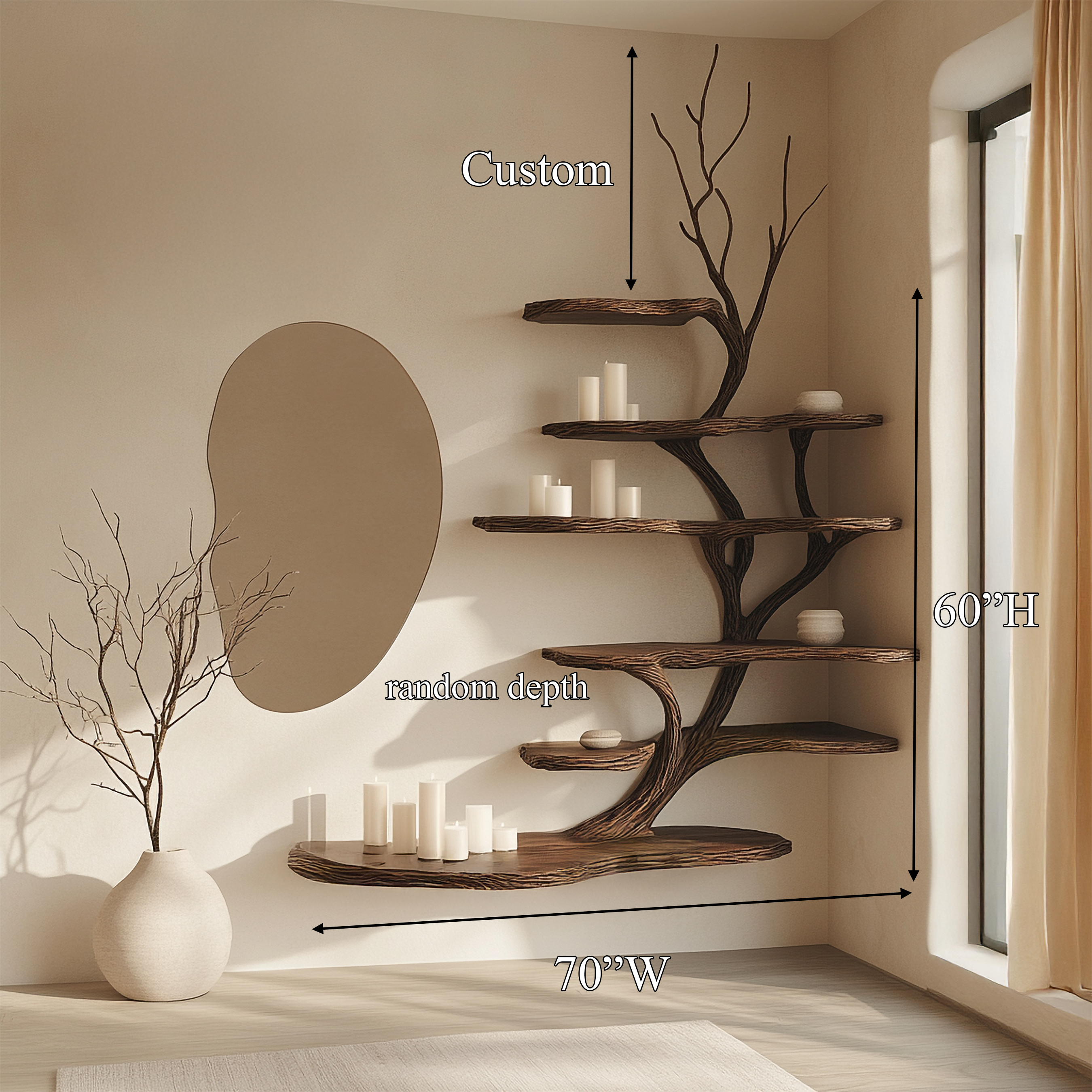 Organic Modern Artistic Wall Display Shelf For Bedroom And Reading Room SINLSATB631