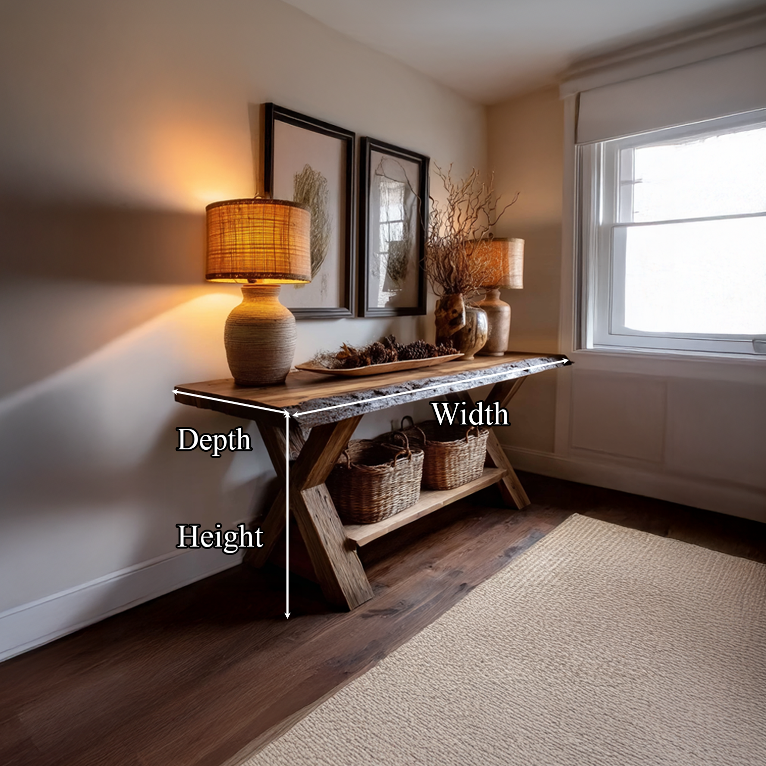 Rustic Console Table Farmhouse Entryway SINLSACS155