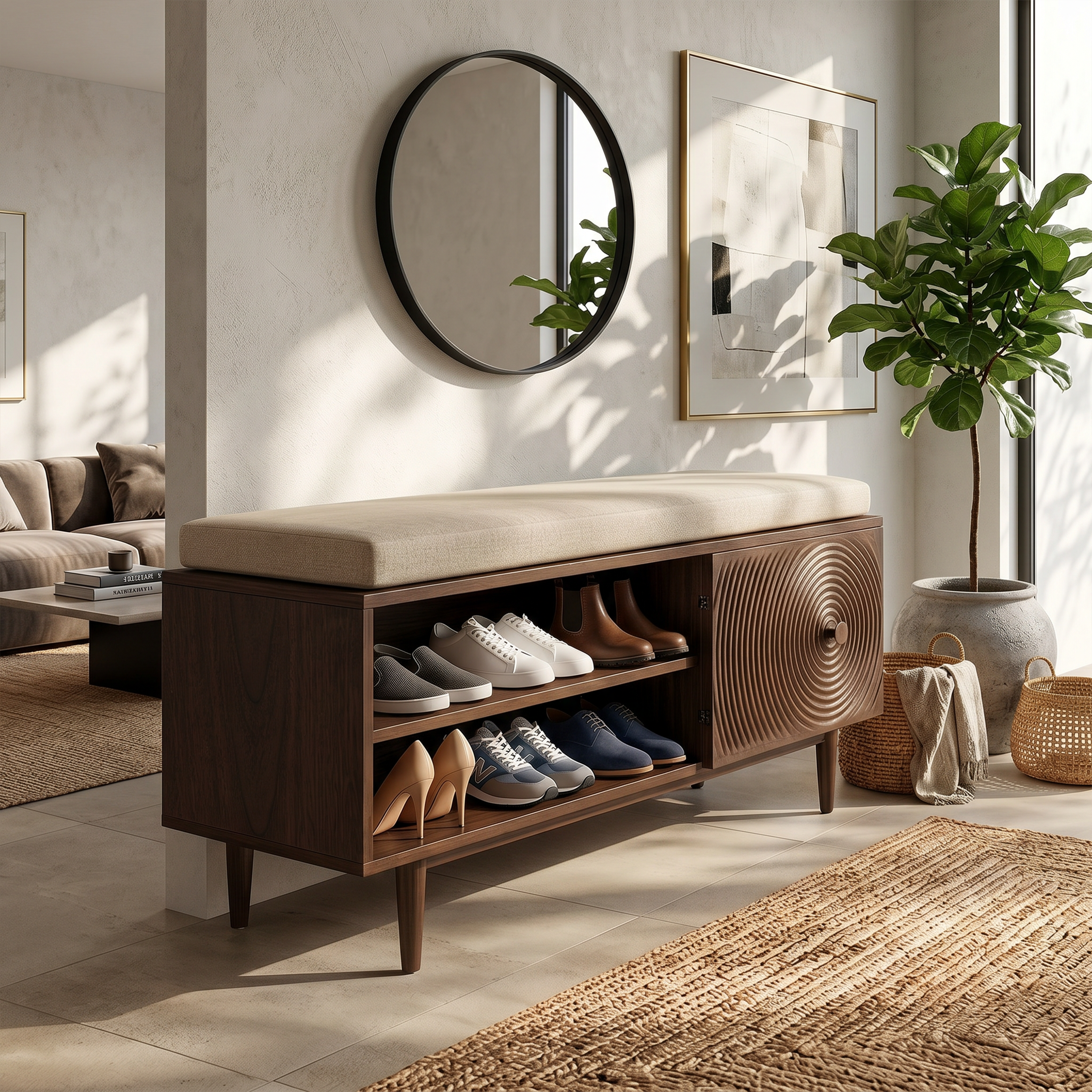 Modern Shoe Storage Cabinet For Condo Entryway Hallway Placement SILDTTRSHB032