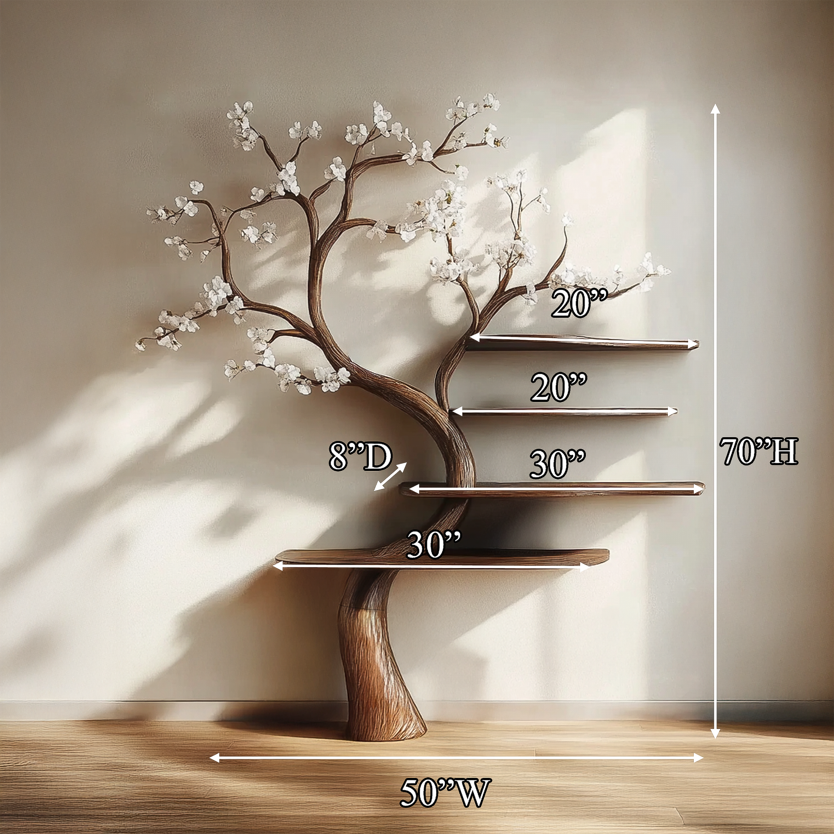 Rustic Natural Tree Bookshelf Living Room Interior Artistic Decor SINLSATB585