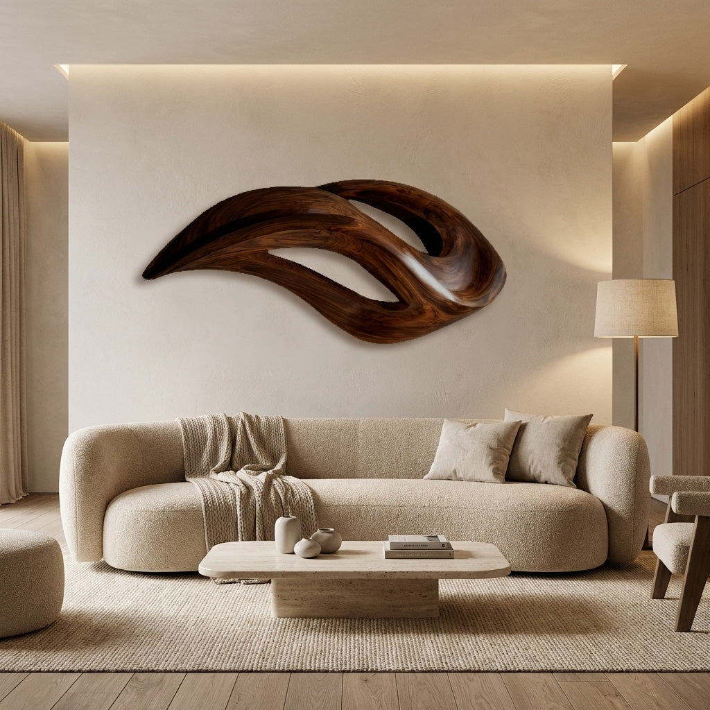 Contemporary Wood Wall Art With Unique Carved For Living Room RTTHHNWA178
