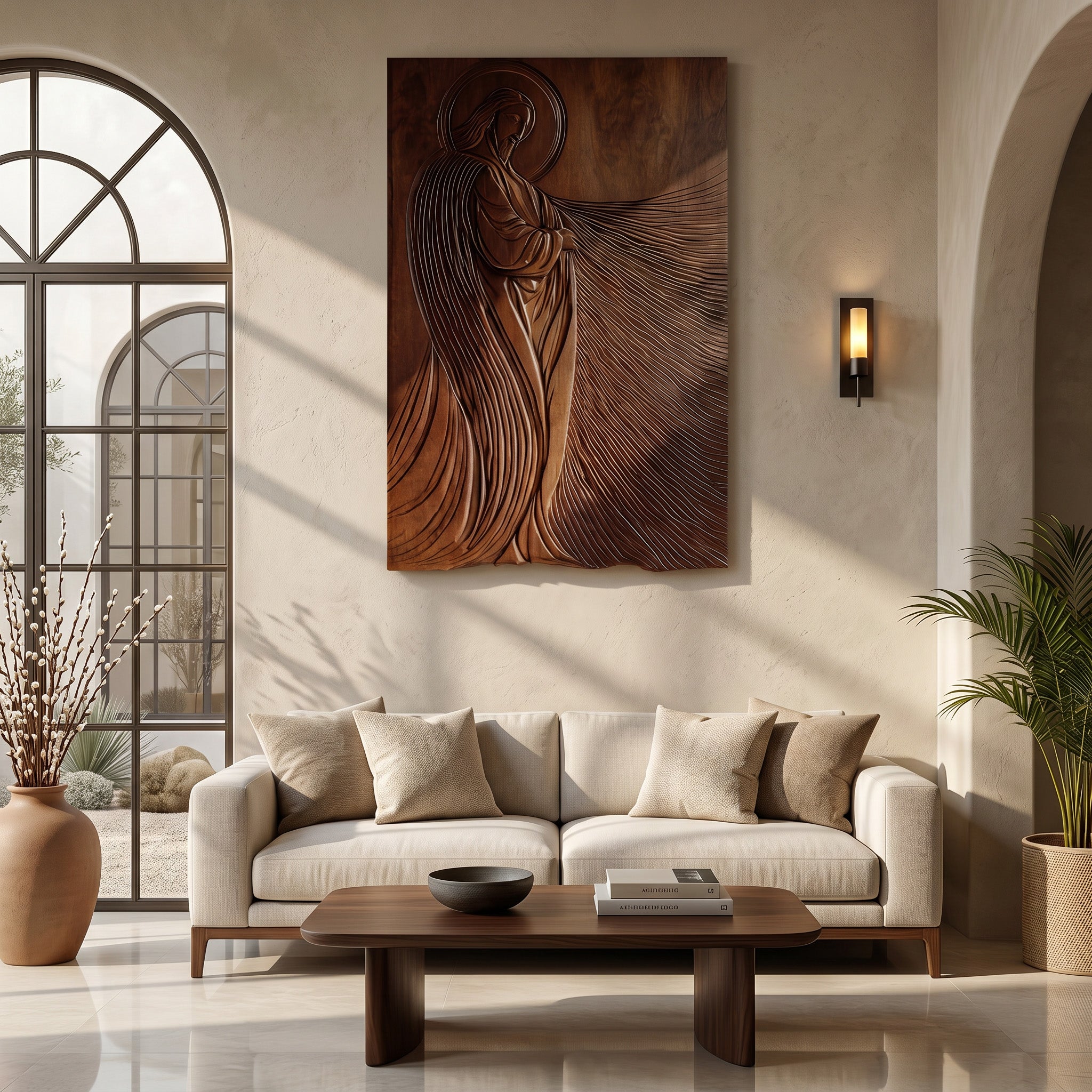 Modern Sacred Wood Carving Wall Art For Living Room RTTHHNWA200