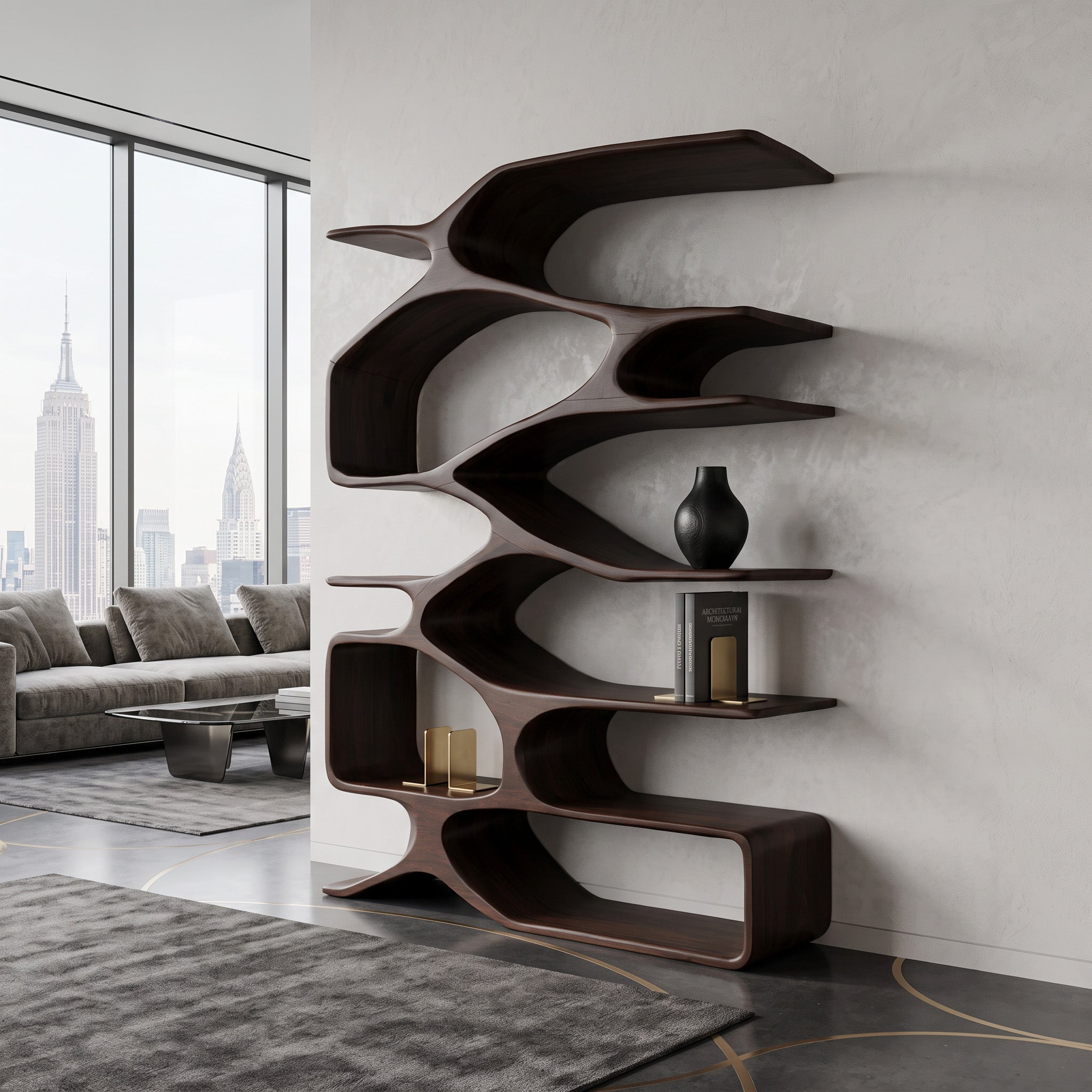 Organic Sculptural Bookshelf For Living Decor RTTHHNBS092