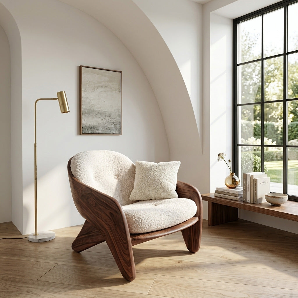 Modern Natural Wood Chair For Bedroom Reading Corner RTTHHNCHR156