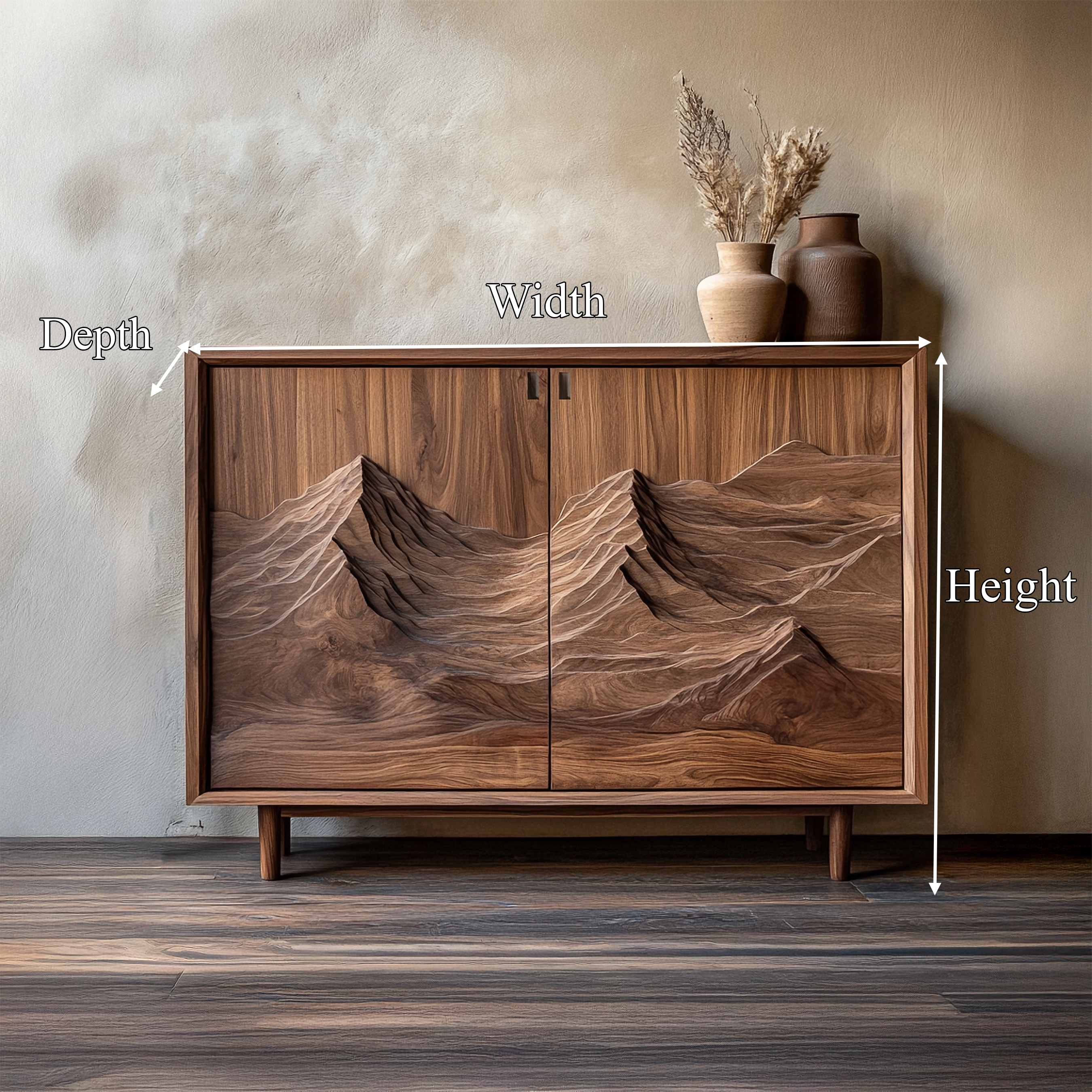Rustic Sculptural Artistic Cabinet For Living Room And Interior Space SINLSASC352