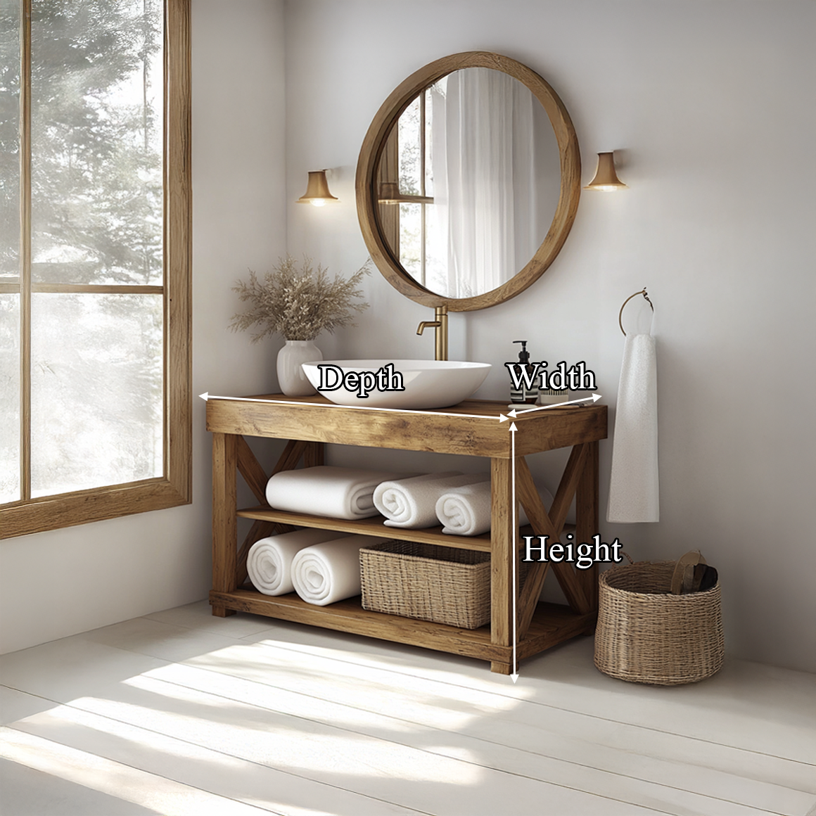 Mid Century Wood Bathroom Vanity Table Minimalist Bathroom Design SINLSABRV197