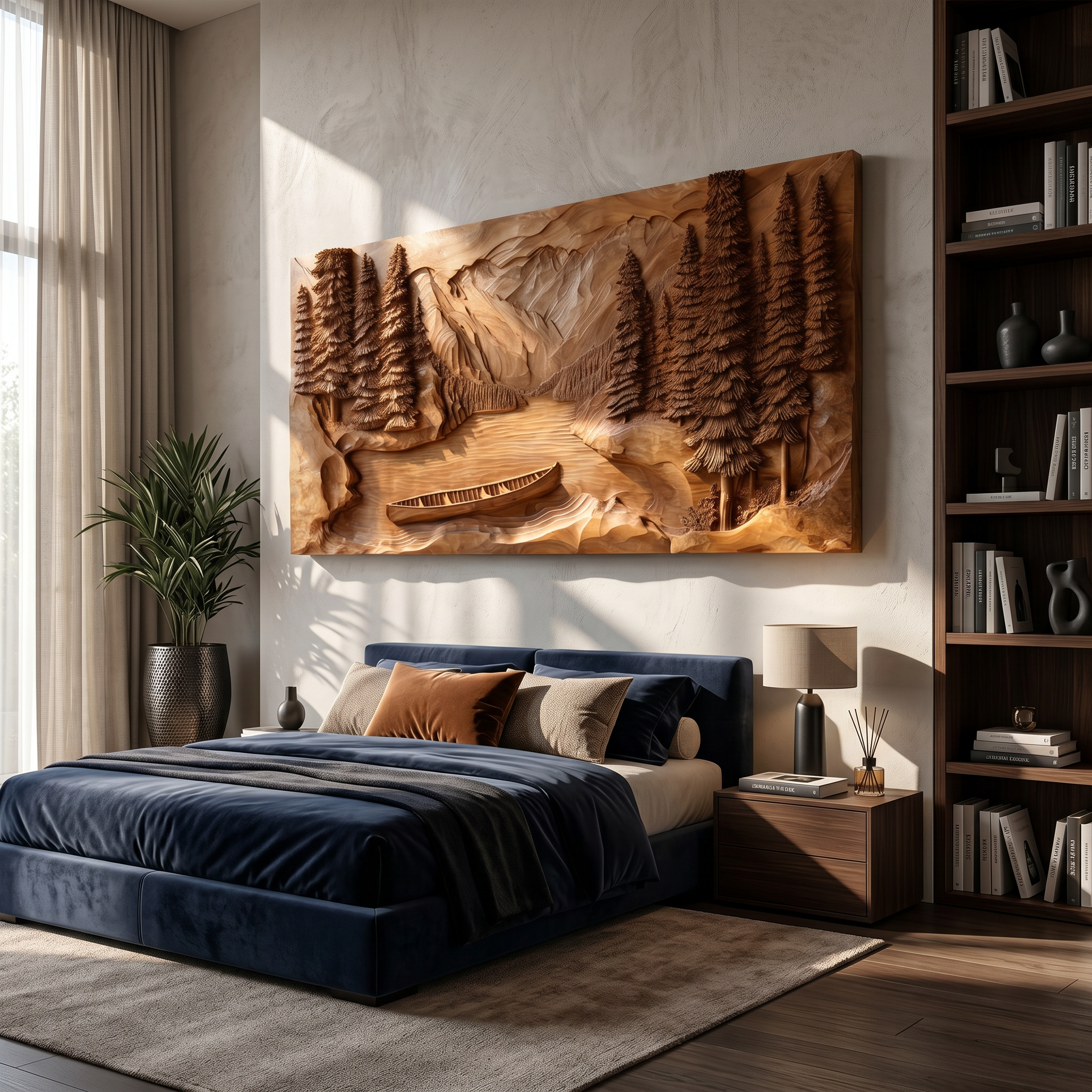 Rustic Mountain Lake Wood Wall Art For Luxury Cabin Living Spaces SILDTTRWA082