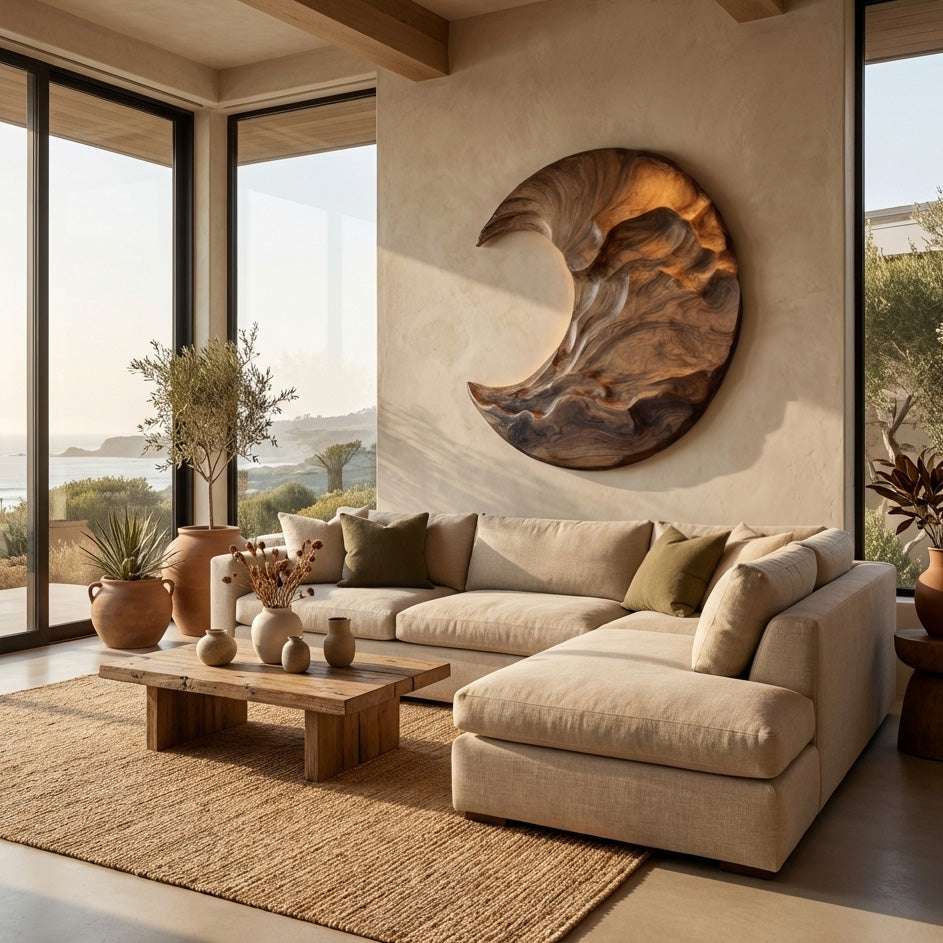 Contemporary Moon Wooden Wall Art For Living Room RTTHHNWA171
