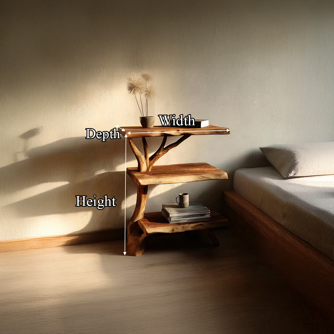 Rustic Tree Nightstand Bedroom Farmhouse SINLSABT077