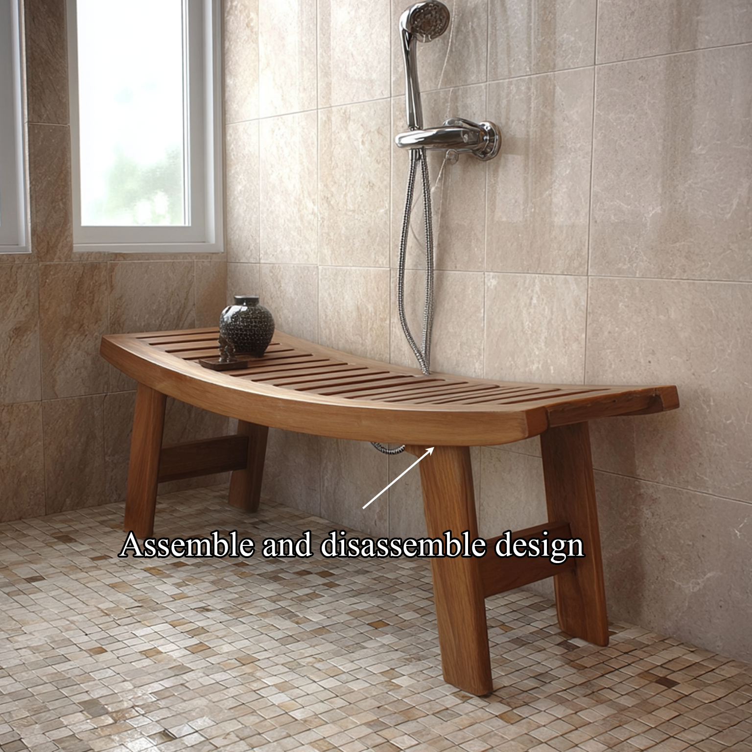 Mid Century Shower Bench Bathroom Seating Modern SINLSARS004