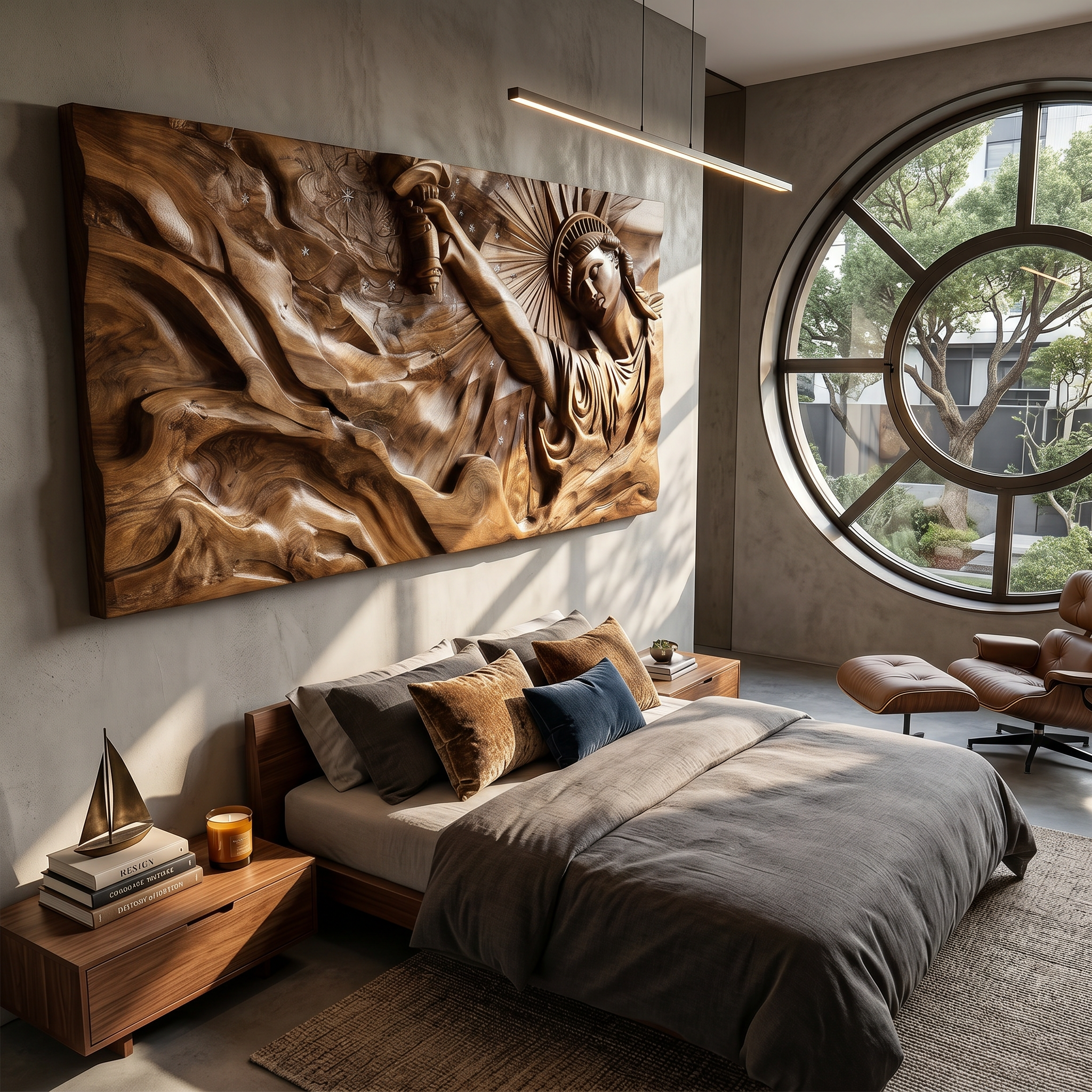 Contemporary Luxe Liberty Wood Wall Art Reception Lobby Interior Design SILDTTRWA122