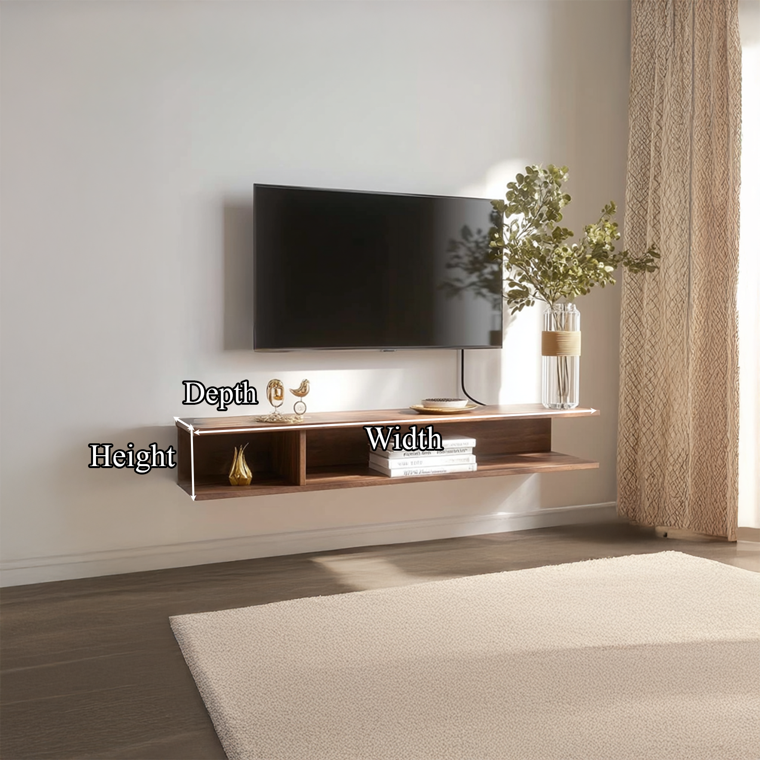 Mid Century Floating Shelf TV Stand Living Room SINLSAFL111