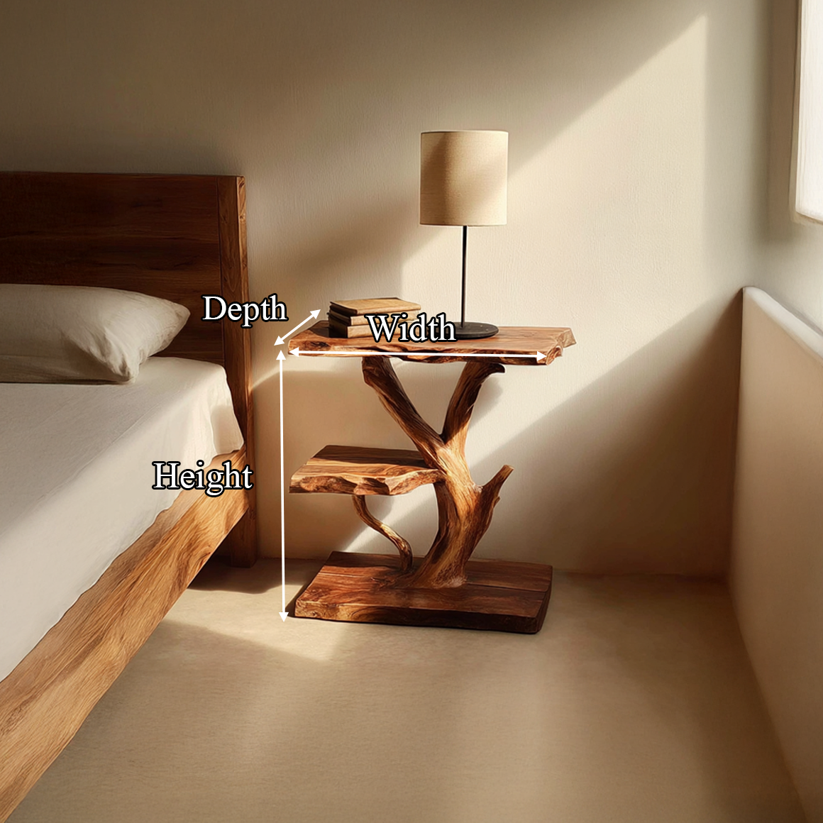 Rustic Tree Bedside Table Bedroom Studio SINLSABT078