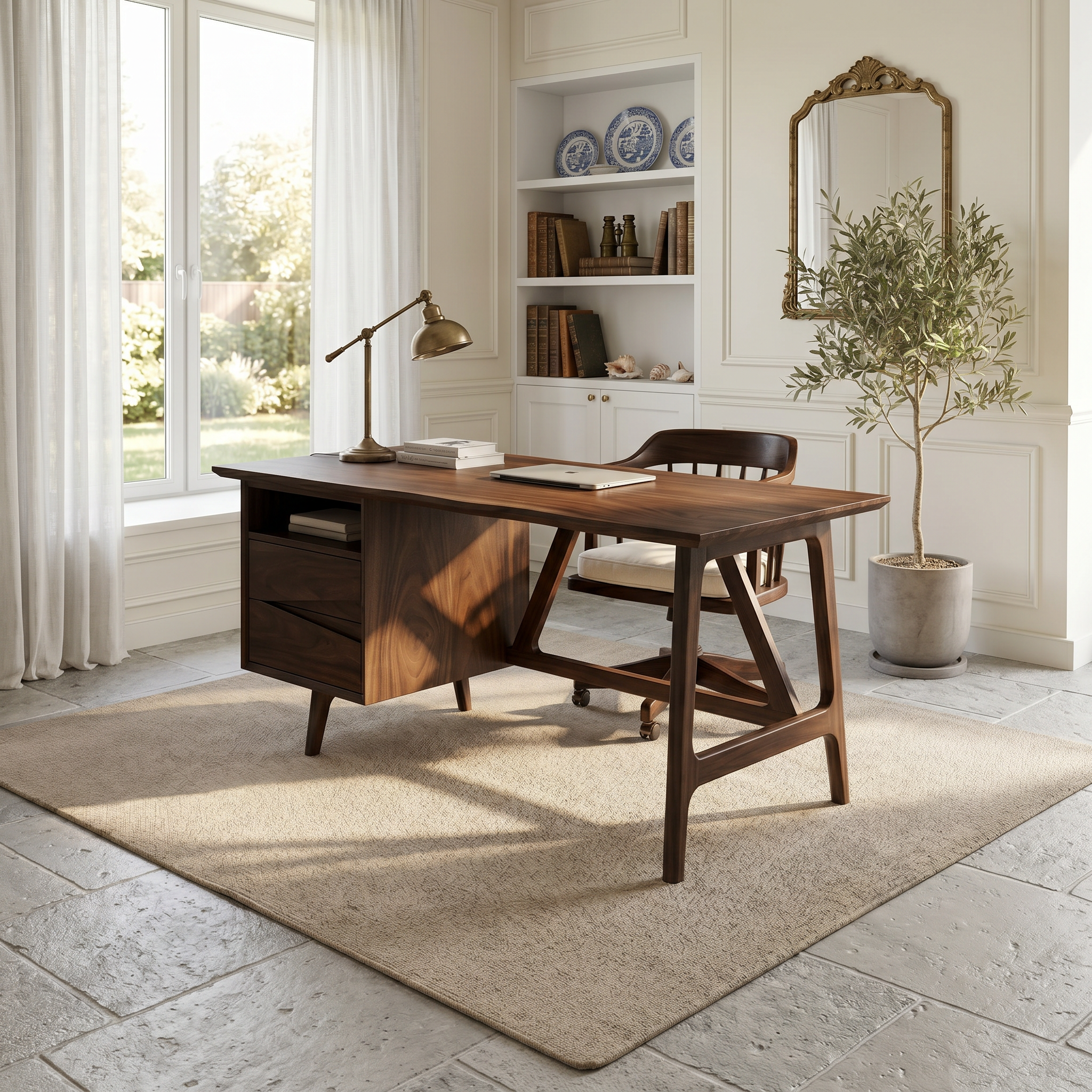 Luxury Live Edge Executive Desk Coastal Workspace SILDTTRDE036