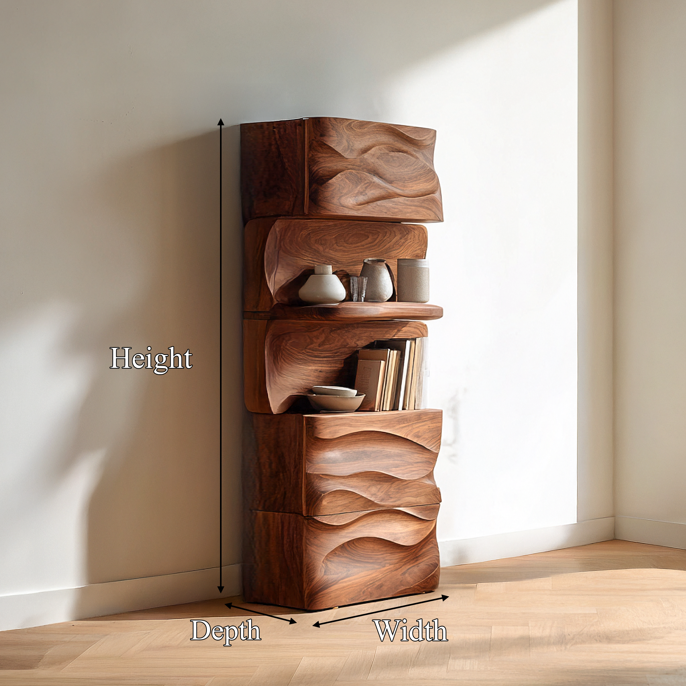 Organic Modern Tall Display Shelf For Living Room And Study SINLSASC435