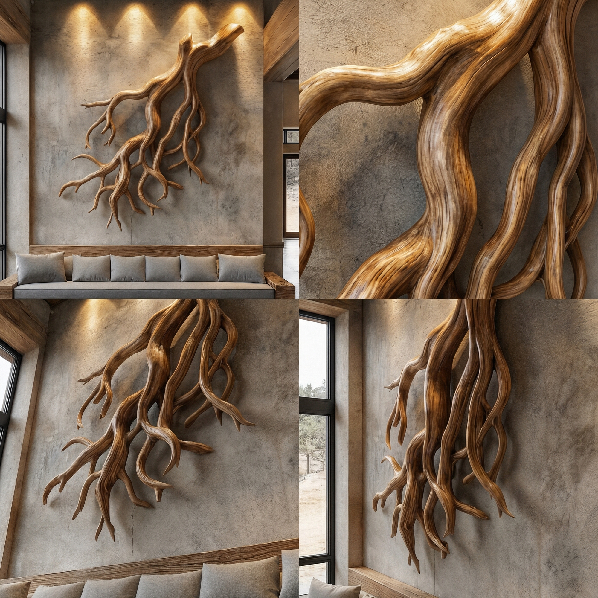 Rustic Tree Root Wall Art Living Room And Lounge SINLKIWD056
