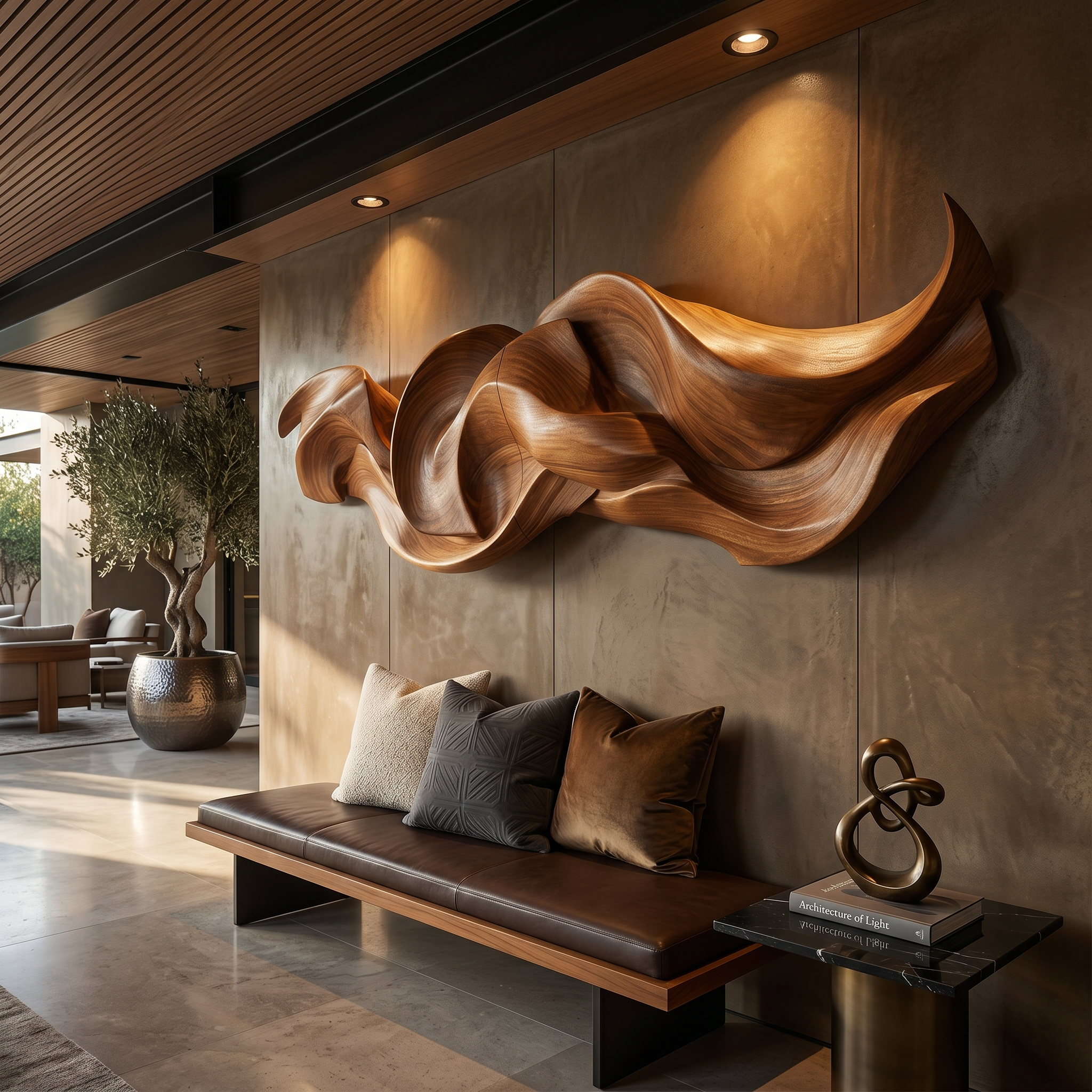 Contemporary Organic Ribbon Wood Wall Art Dining Room Interior Decor SILDTTRWA127