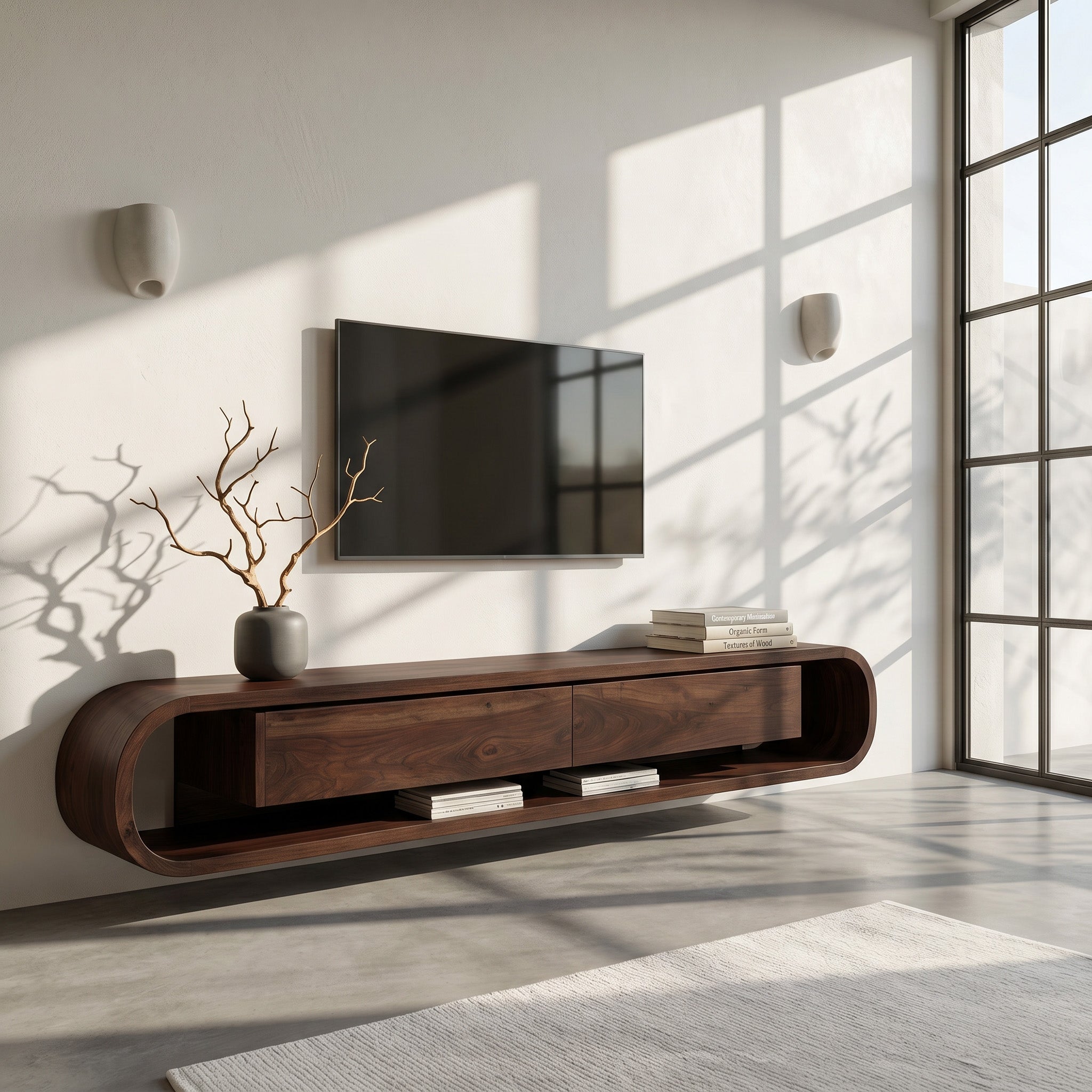 Organic Floating Sculptural TV Console For Living Room RTTHHNTVC113