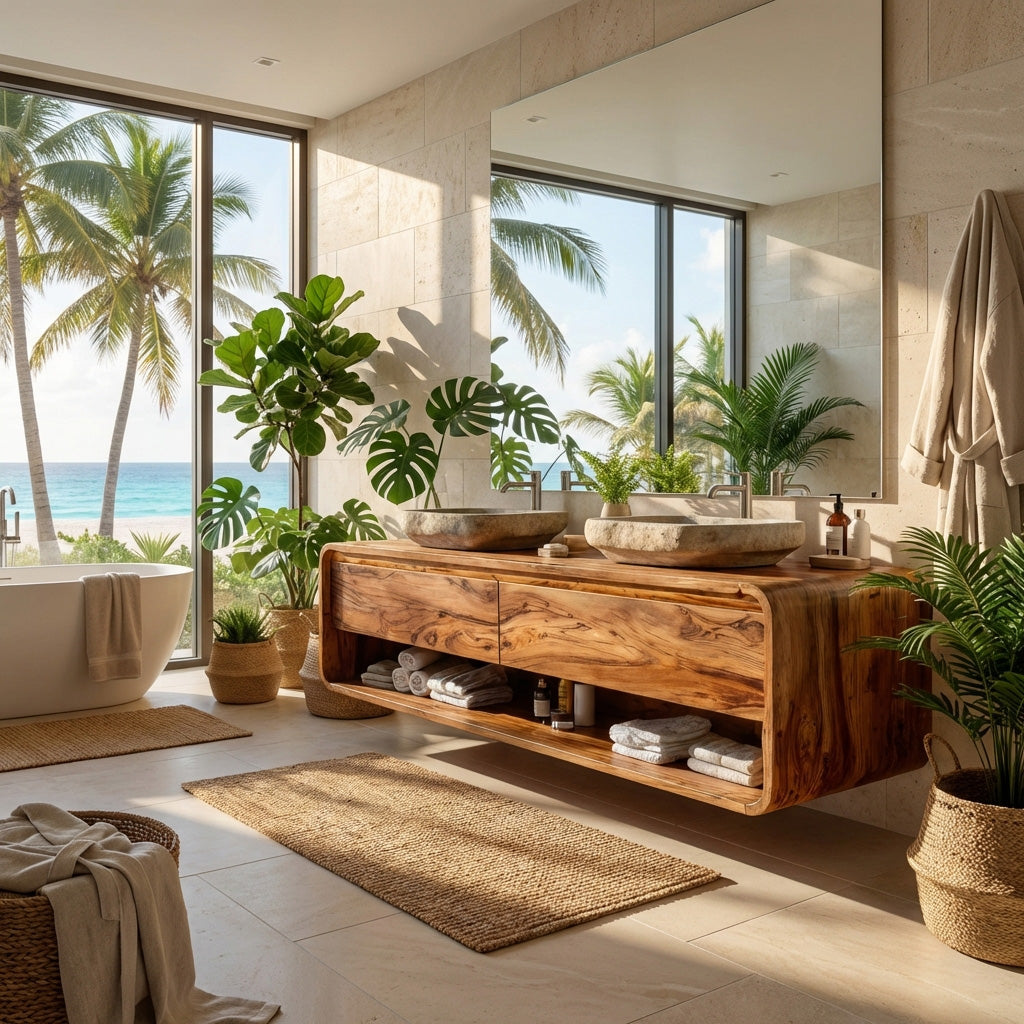 Minimalist Floating Wood Bathroom Vanity For Bathroom Areas RTTHHNBRV009