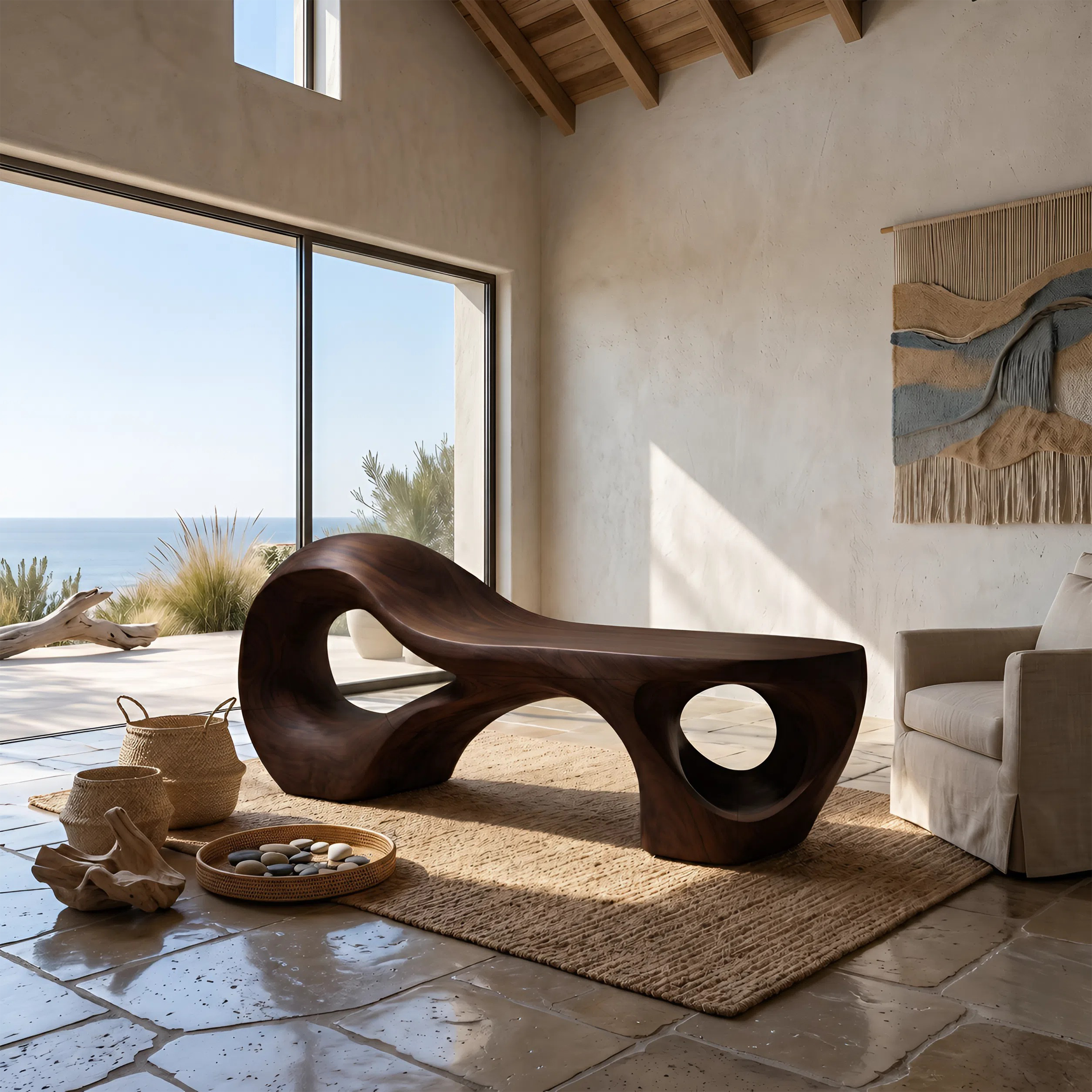 Contemporary Arched Cutout Bench For Courtyard Interior Area SILDTTNBEN021