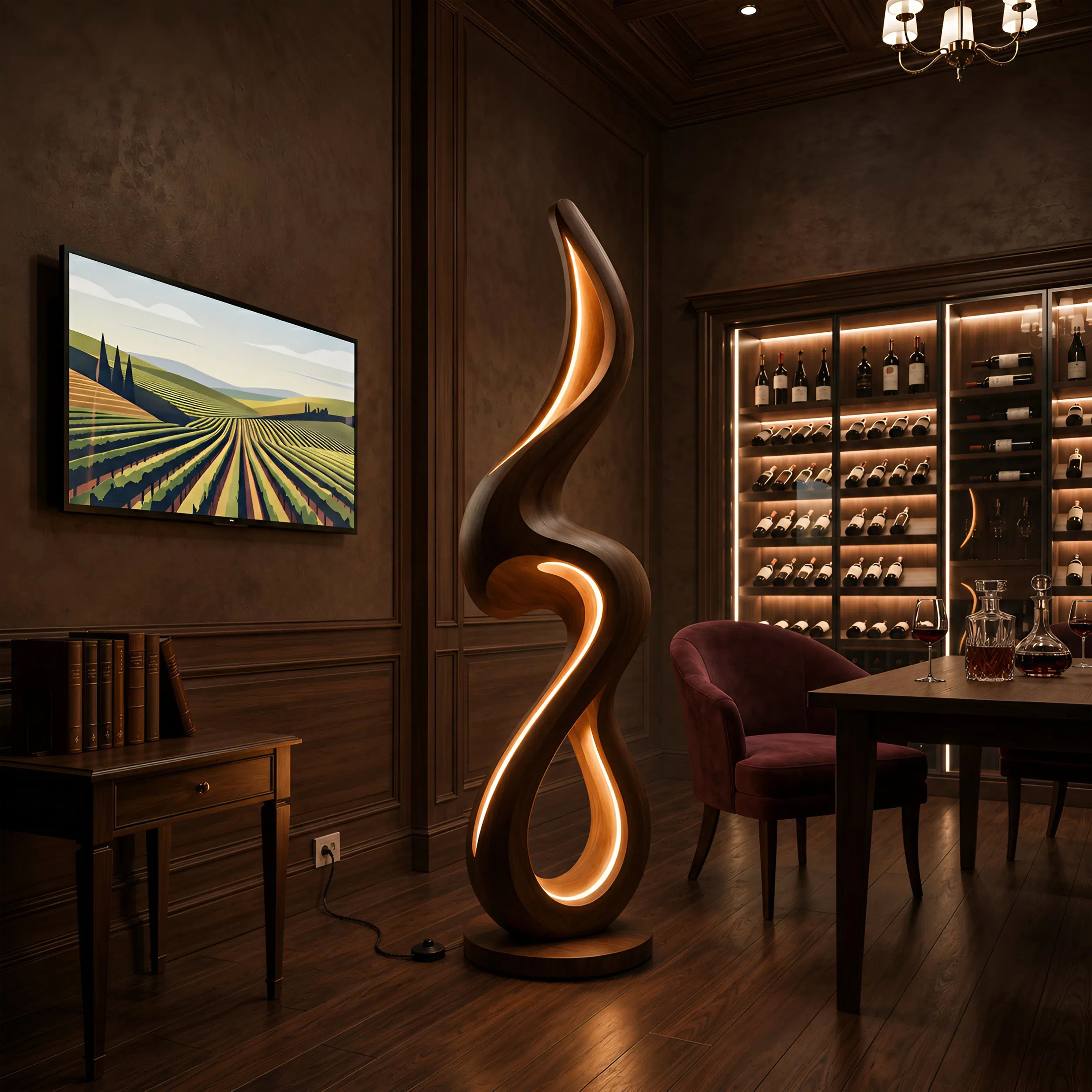 Minimalist Curved Lamp With Shelf For Lounge SILDTTNLAM031