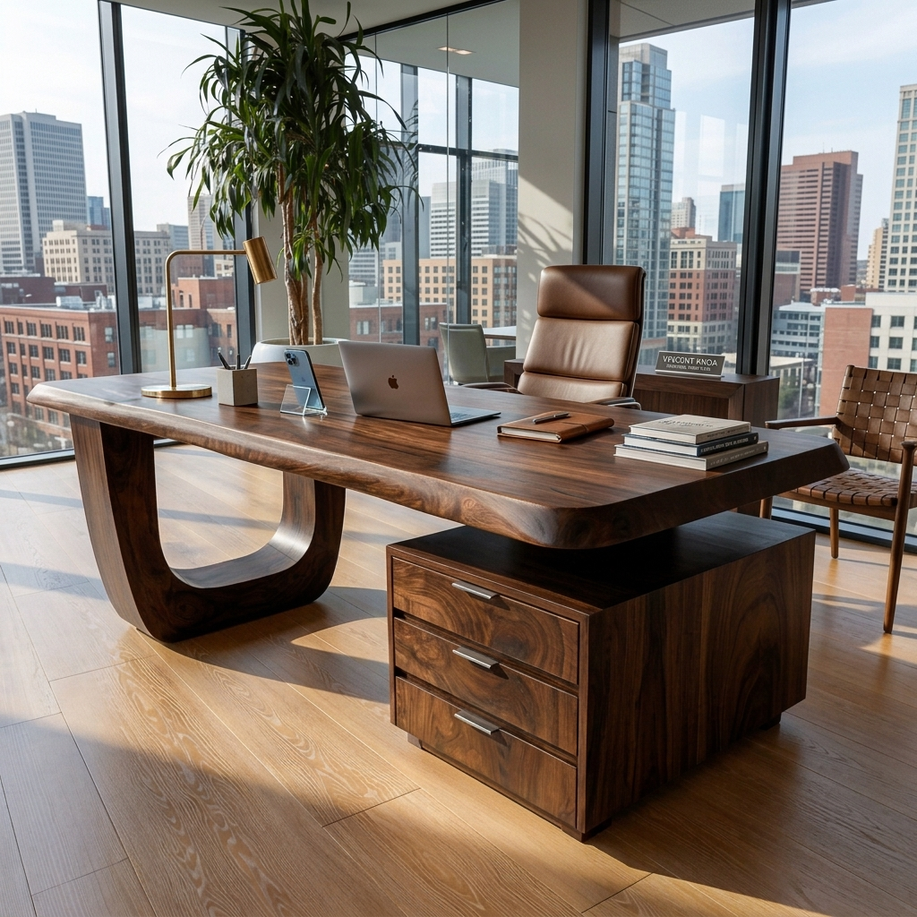Minimalist Wooden Desk With Drawers For Home Workspace RTTHTTDE069