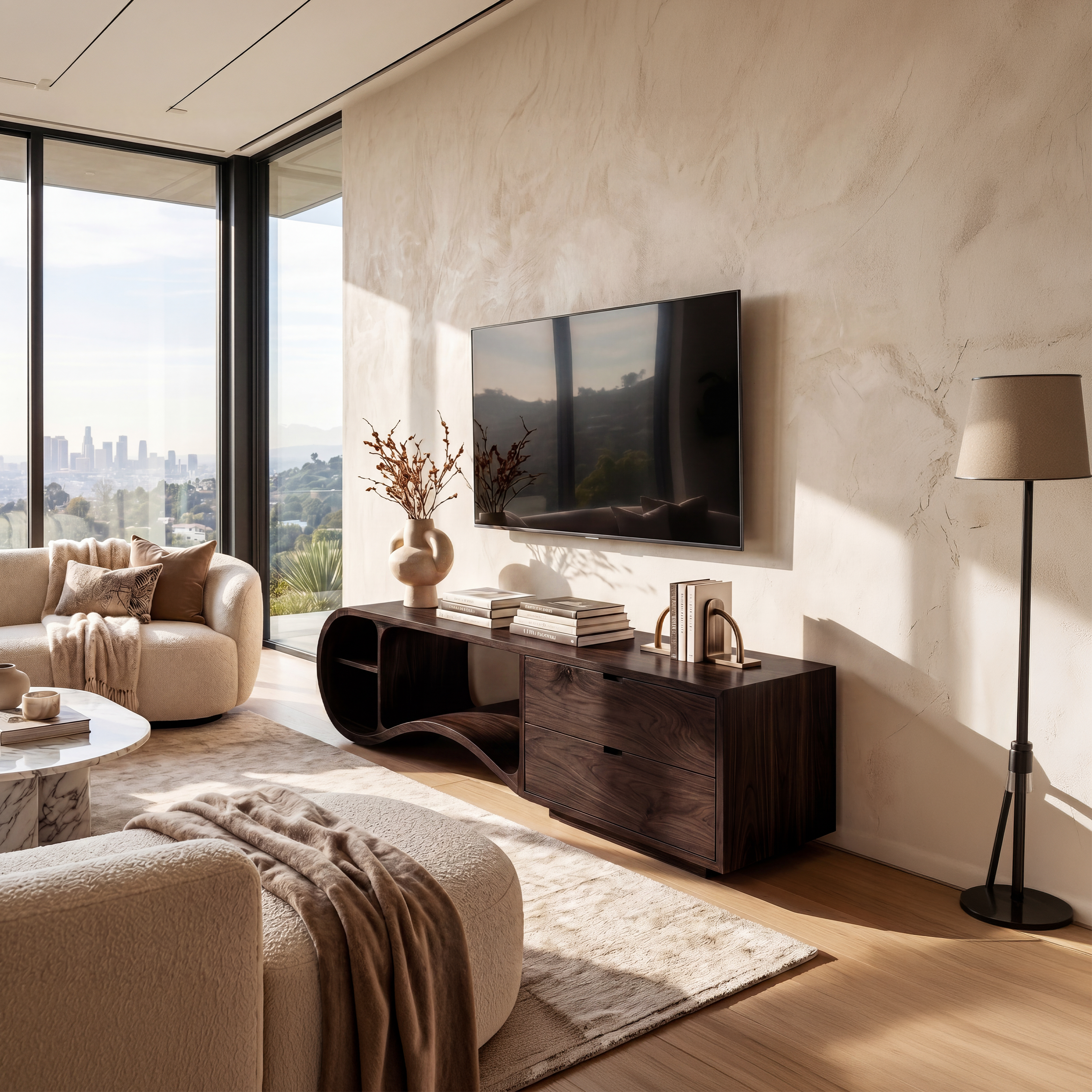 Contemporary Organic TV Cabinet For Living Room SILDTTNTVC127