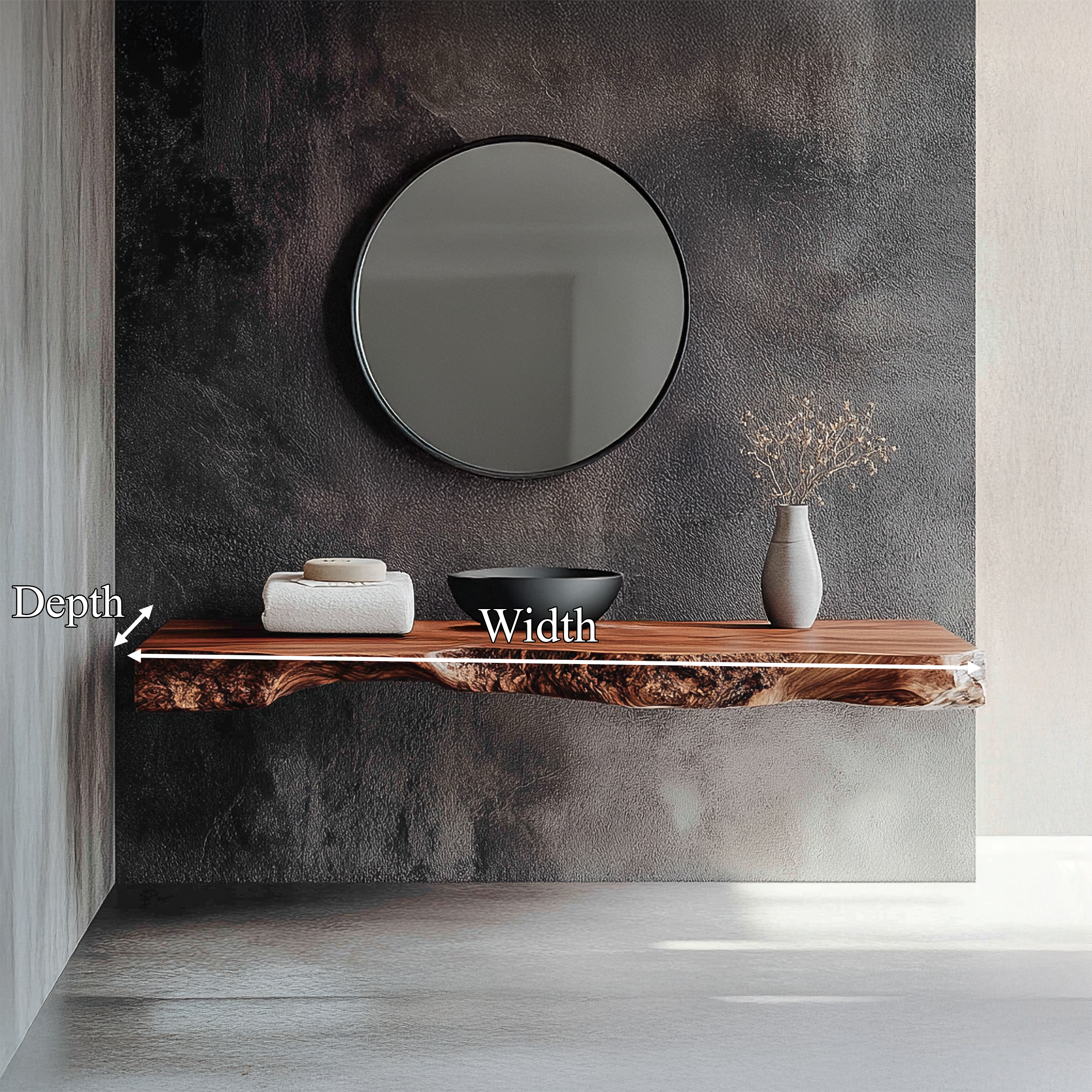 Minimalist Rustic Bathroom Vanity Floating Wood Shelf Console SINLSABRV258